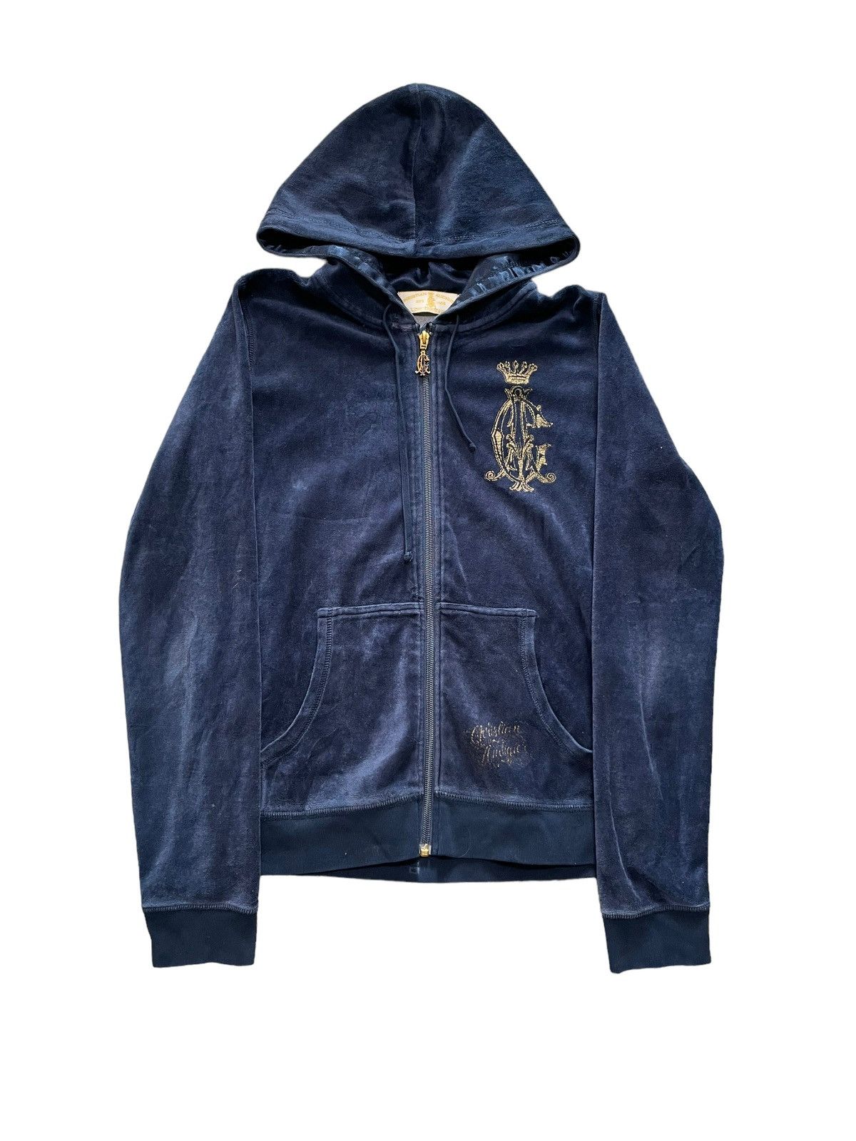 Christian Audigier Vintage Ed Hardy Christian Audigier Velour Zip Hoodie 90’s Size L / US 10 / IT 46 - 1 Thumbnail