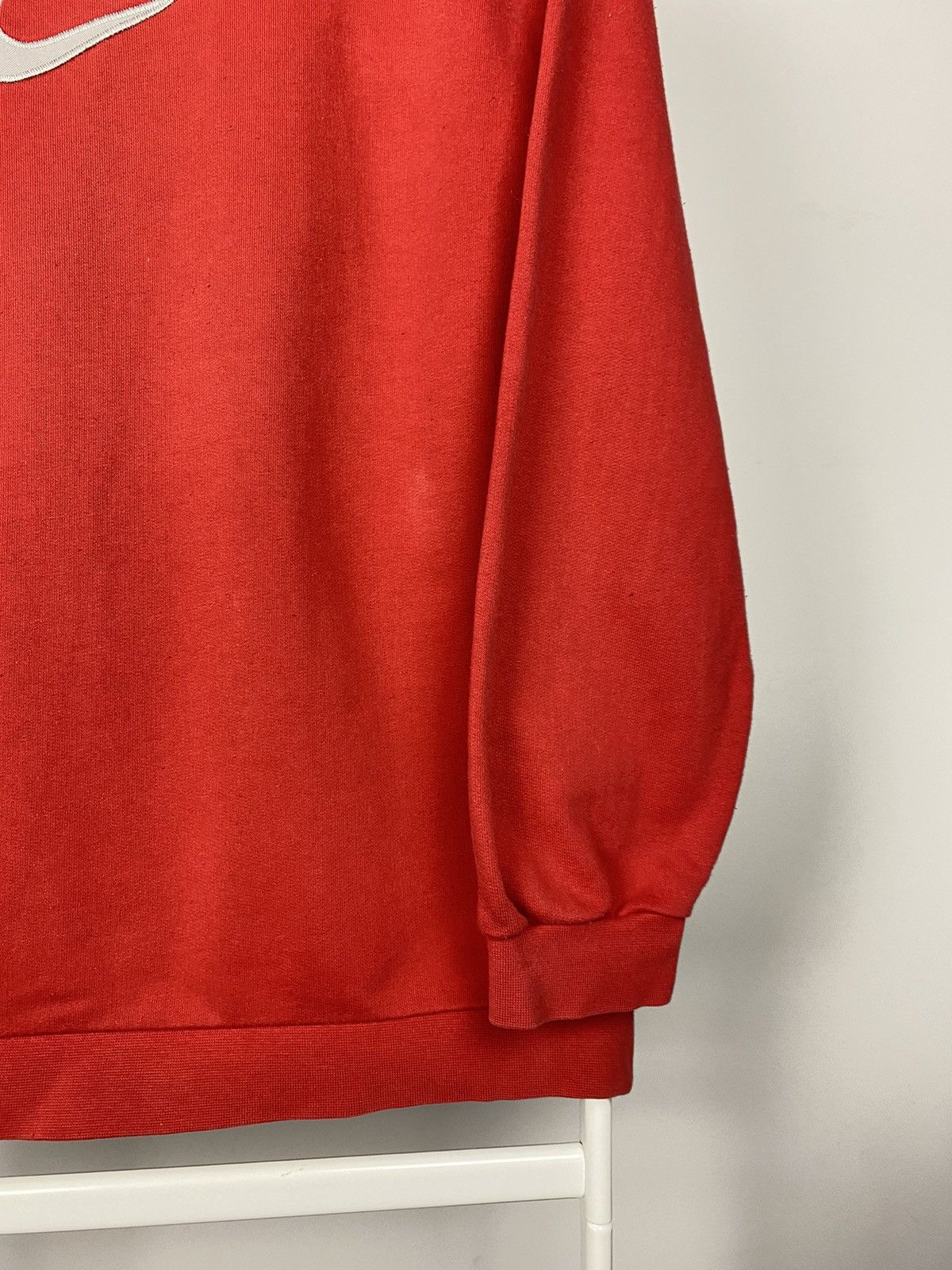 Nike × Vintage Nike vintage big center swoosh sweatshirt red Y2K v-neck Size US S / EU 44-46 / 1 - 4 Thumbnail