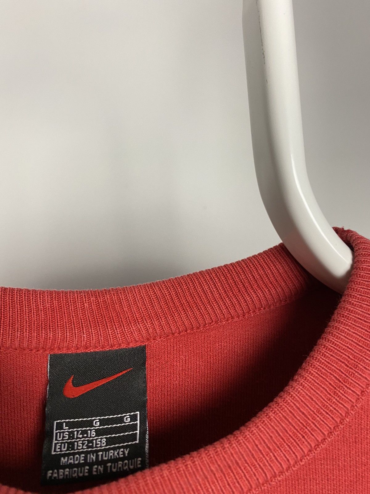 Nike × Vintage Nike vintage big center swoosh sweatshirt red Y2K v-neck Size US S / EU 44-46 / 1 - 3 Thumbnail