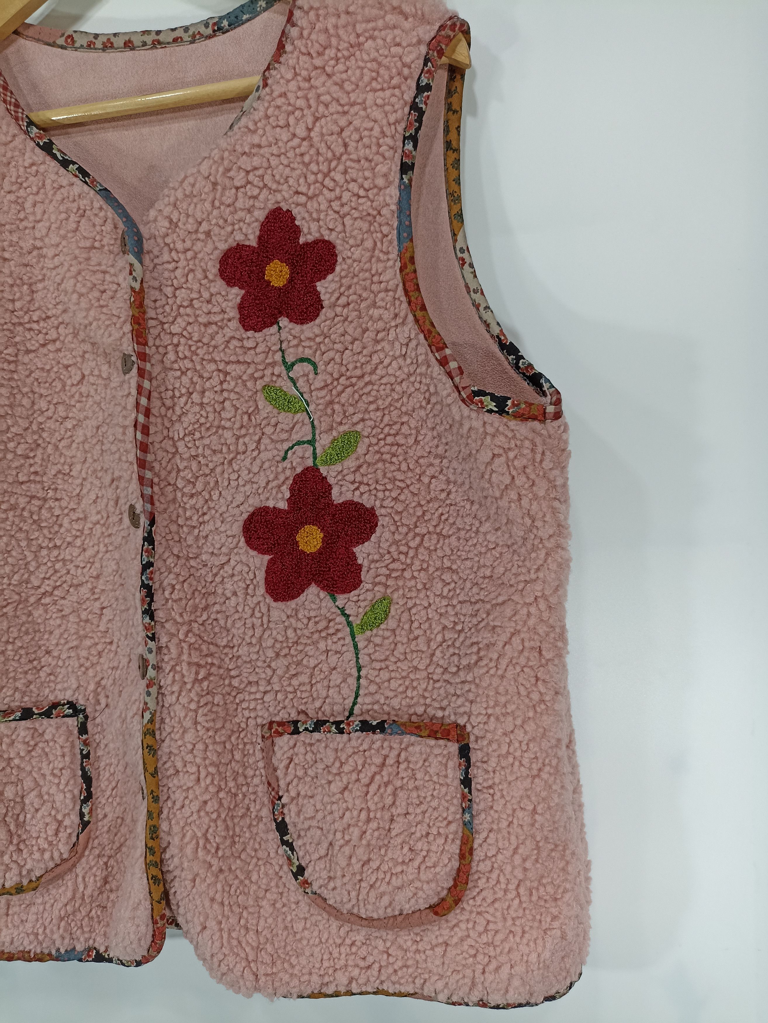 Japanese Brand × Vintage Unbrand Sherpa Flower Cardigan Vest Size US L / EU 52-54 / 3 - 2 Thumbnail