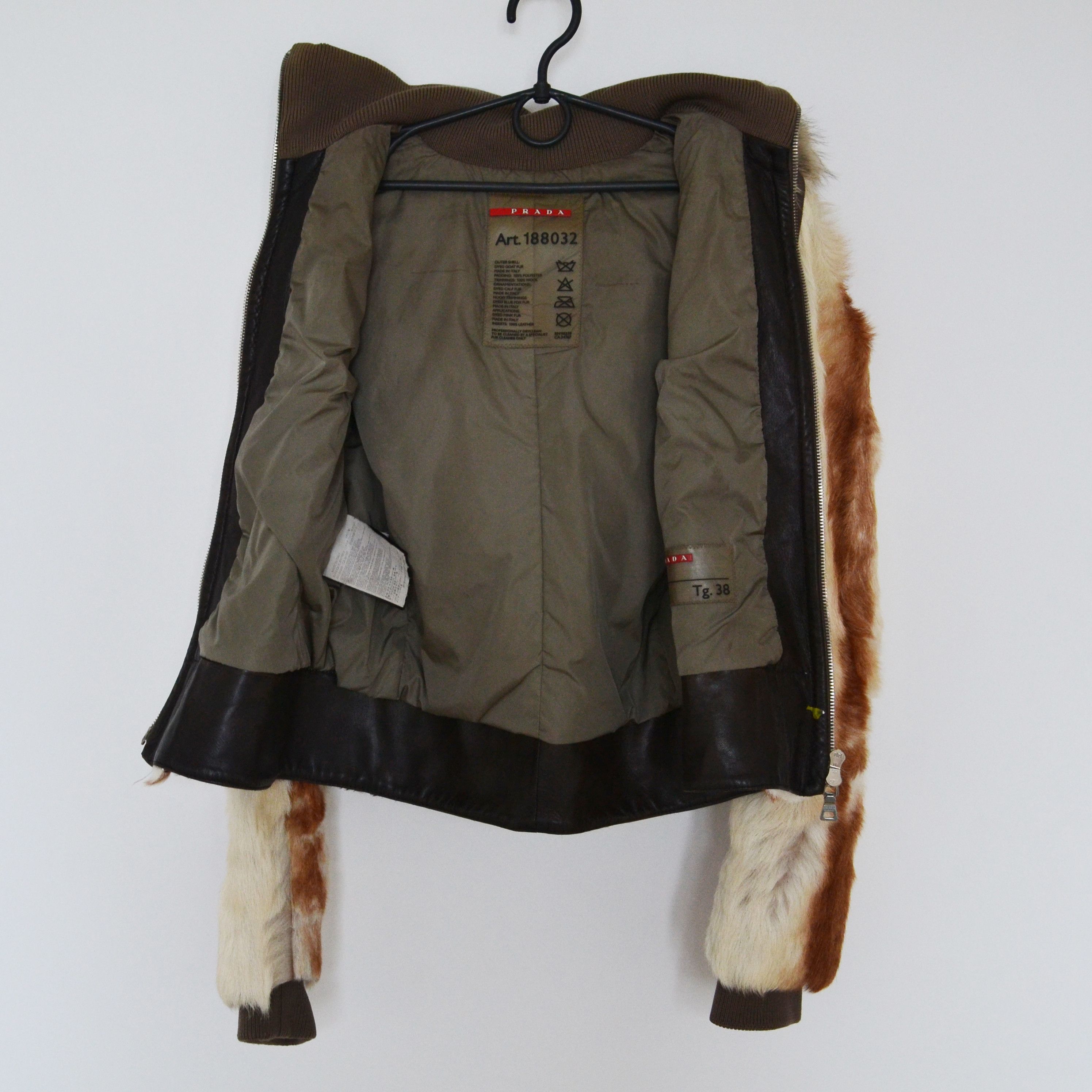 Prada PRADA Fur Jacket Hooded Calf Leather Wool Zip Bomber Size XS / US 0-2 / IT 36-38 - 4 Thumbnail