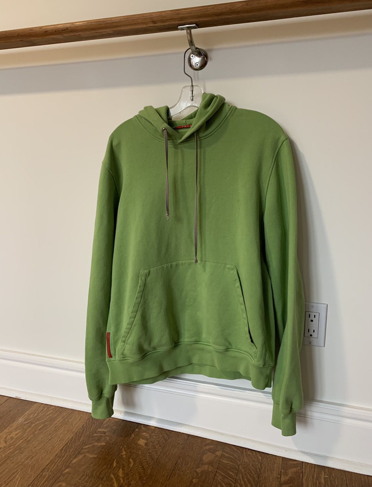 Prada × Vintage Cute Ass Green Prada Pullover Hoodie Linea Rosa Oversized Size US L / EU 52-54 / 3 - 2 Thumbnail