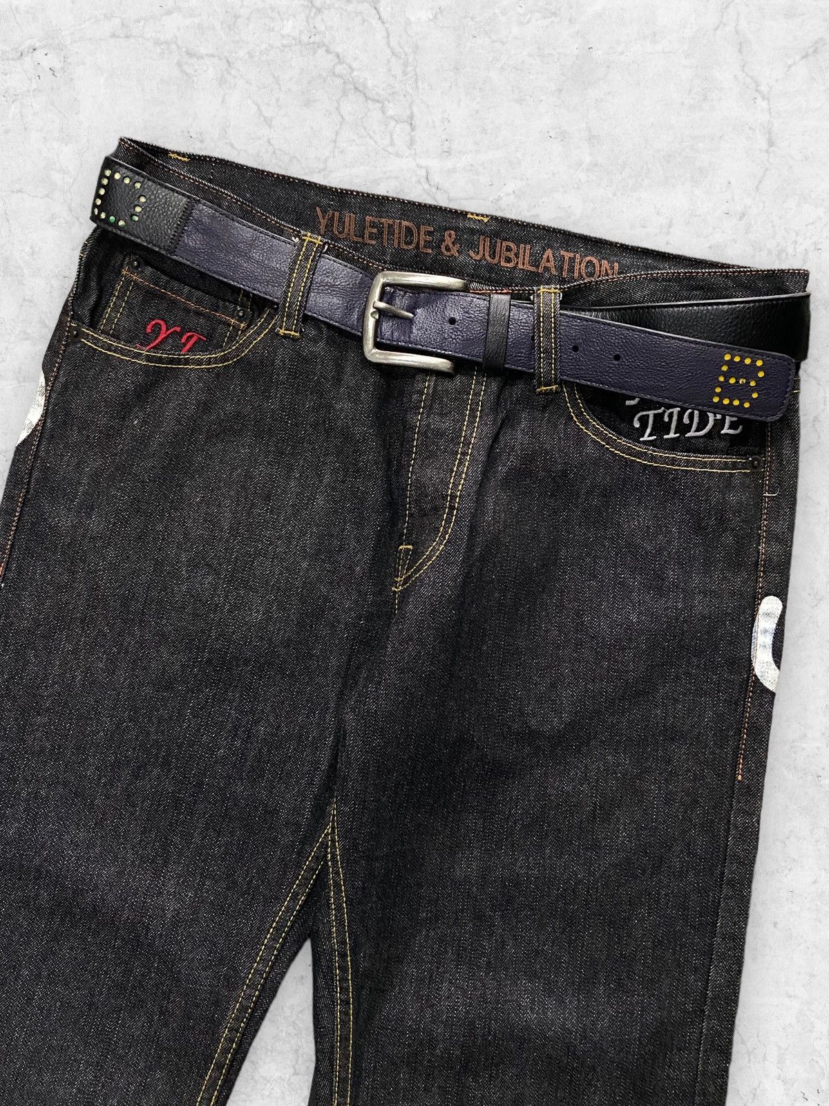 Christian Audigier × Ed Hardy × Japanese Brand Yuletide Japan Ed Hardy Style Skull Tattoo Denim Pants Size US 34 / EU 50 - 8 Thumbnail