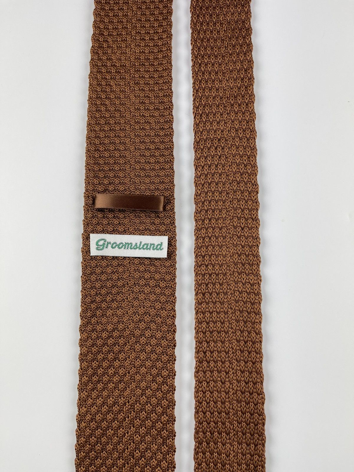 Other Men’s Russet Brown Knit Necktie & White Floral Pocket Square Size ONE SIZE - 7 Thumbnail