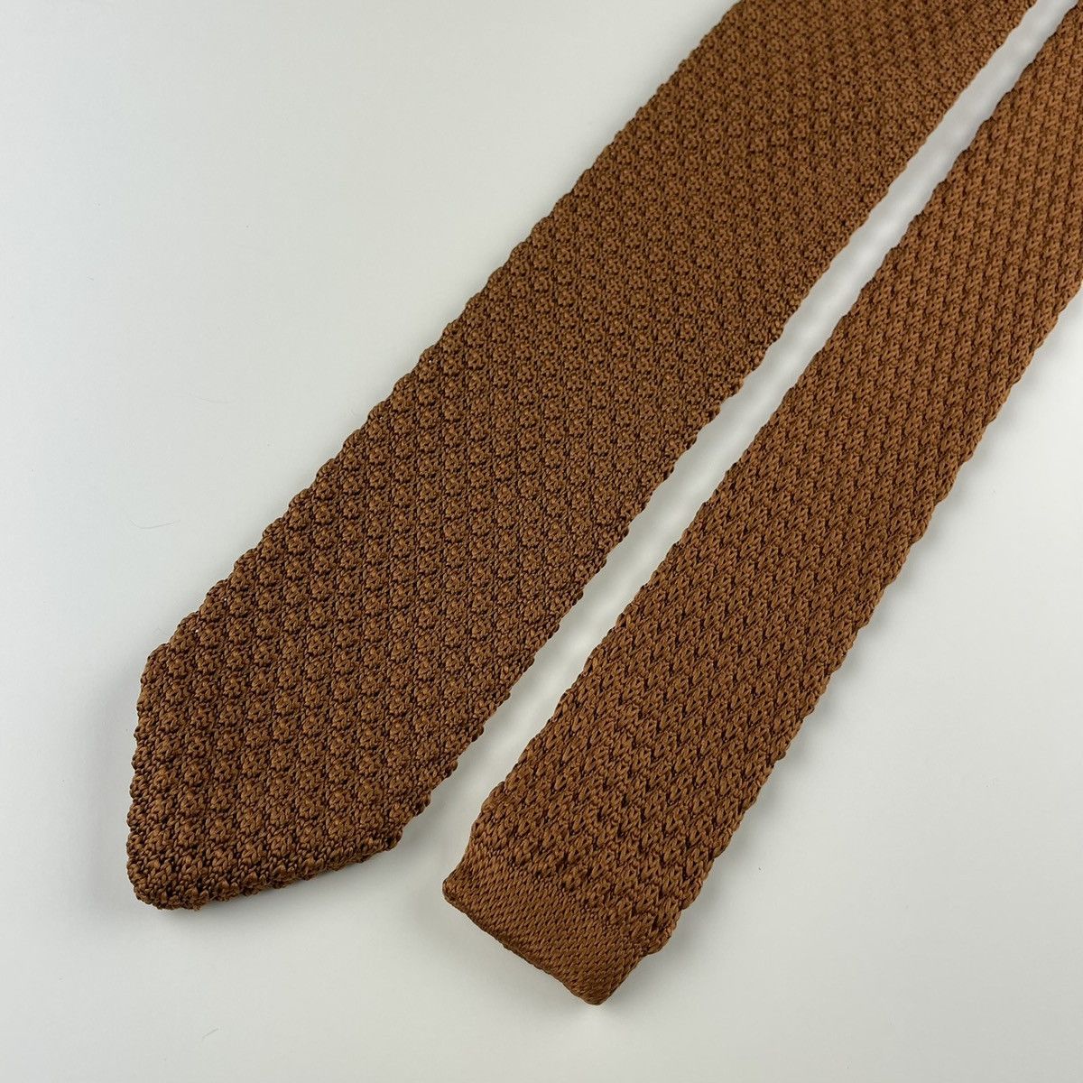Other Men’s Russet Brown Knit Necktie & White Floral Pocket Square Size ONE SIZE - 5 Thumbnail