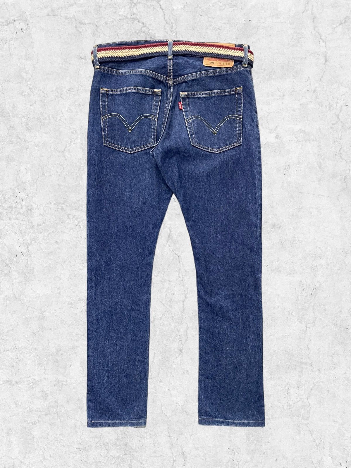 Levi's × Vintage Vintage Levi’s 505 Regular Fit Denim With Braided Belt Japan Size US 32 / EU 48 - 3 Thumbnail