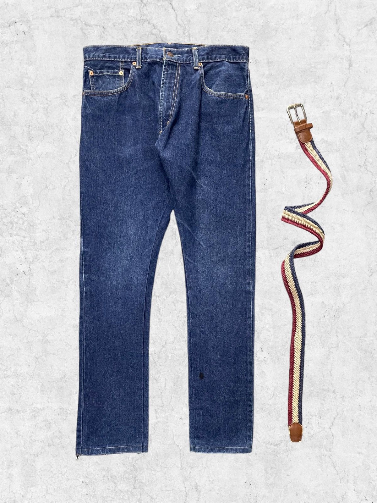 Levi's × Vintage Vintage Levi’s 505 Regular Fit Denim With Braided Belt Japan Size US 32 / EU 48 - 2 Thumbnail