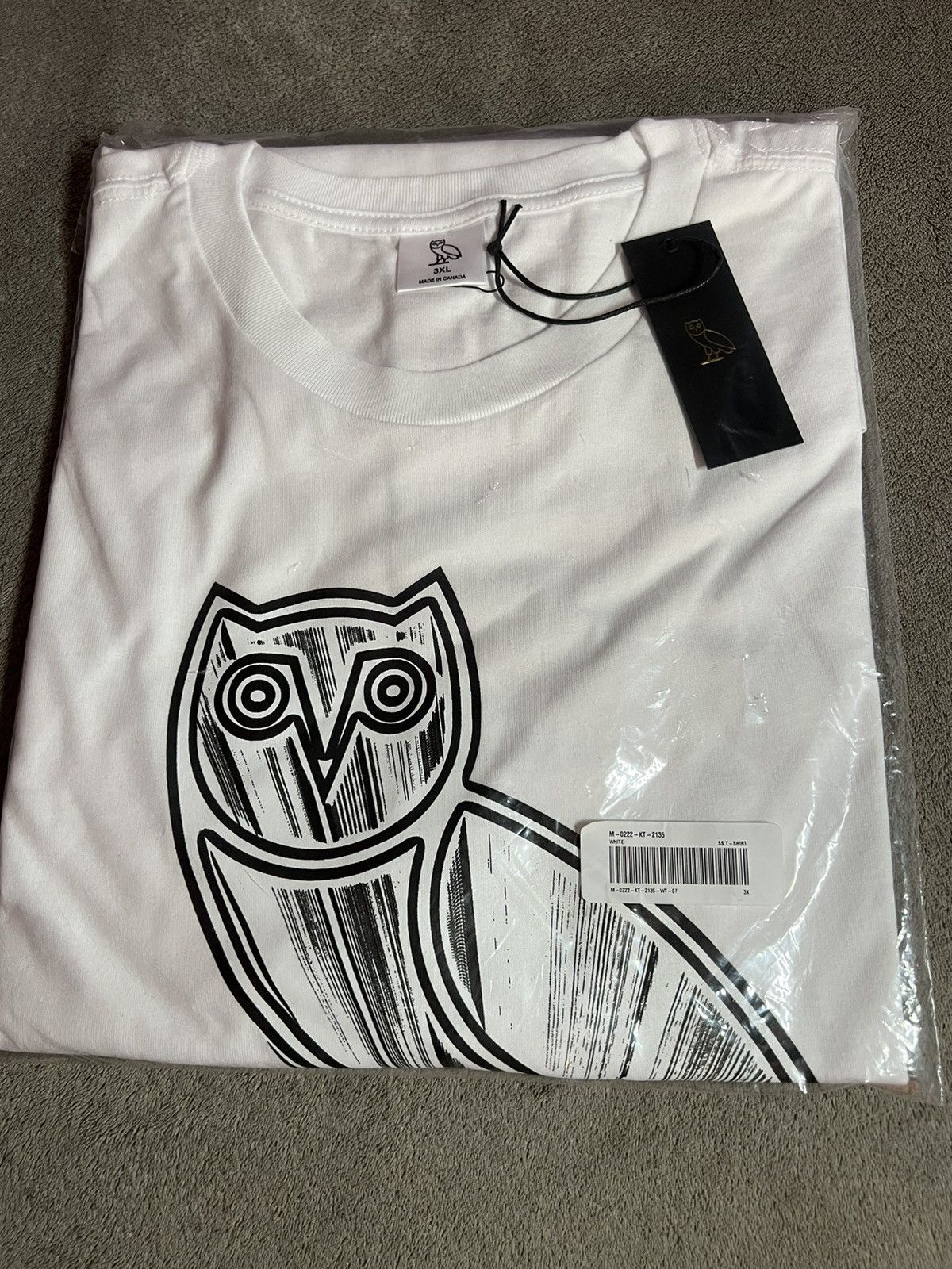 **SIZE 3XL** OVO T-SHIRT METALLIC OWL WHITE TEE BRAND NEW