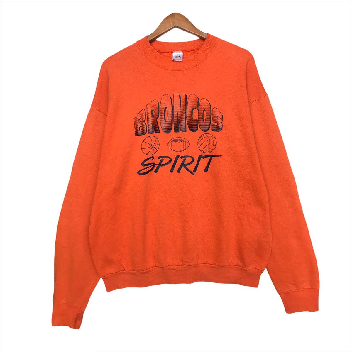 Vintage 80's Broncos Spirit Sweatshirt Orange Sweatshirt