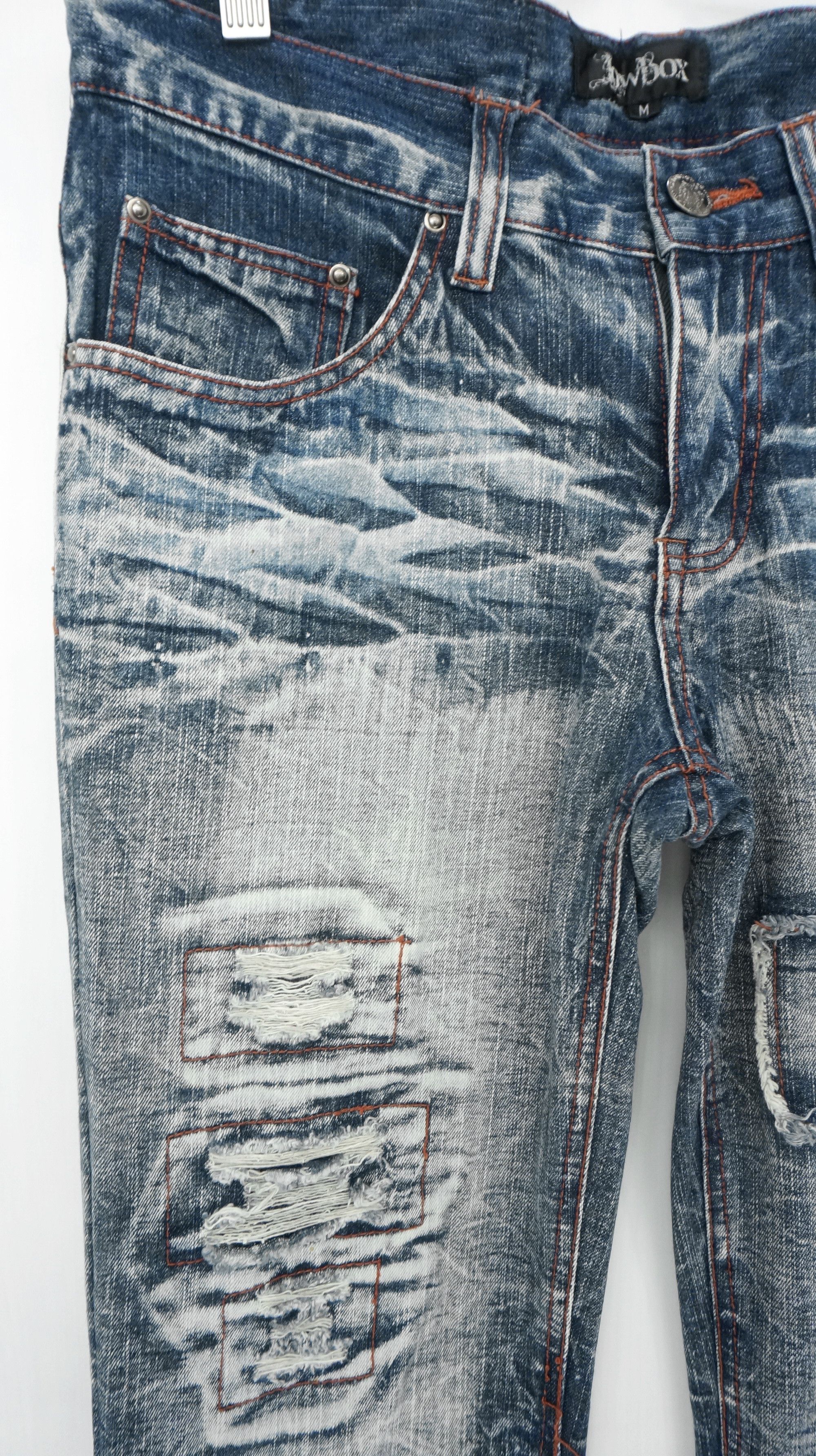 LOWBOX Dope 🔥 LOWBOX Slimfit Punk Distressed Ripped Patch Jeans Size US 30 / EU 46 - 3 Thumbnail