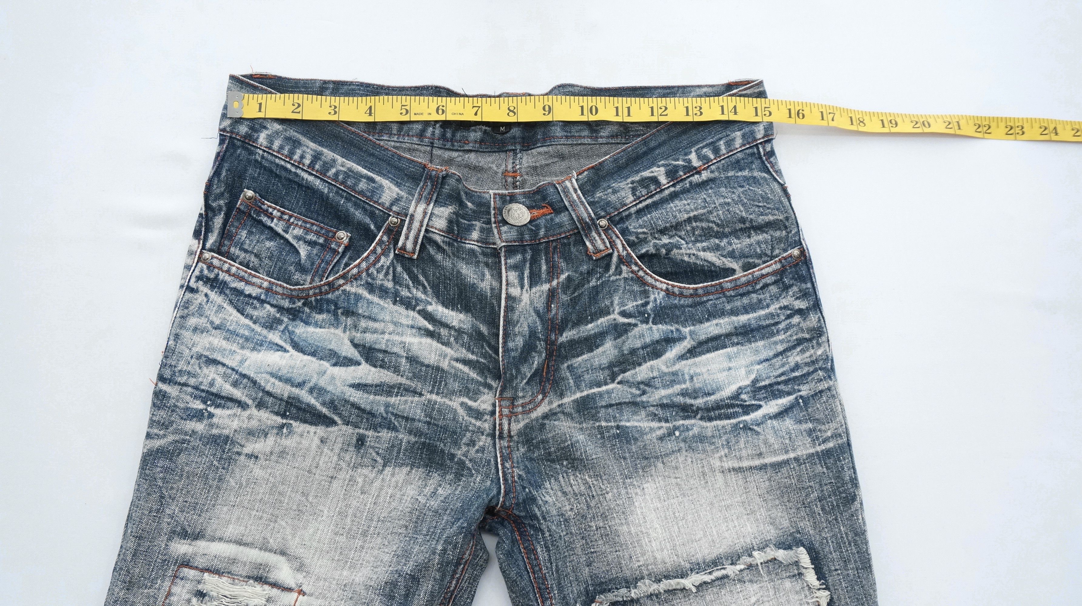 LOWBOX Dope 🔥 LOWBOX Slimfit Punk Distressed Ripped Patch Jeans Size US 30 / EU 46 - 9 Thumbnail