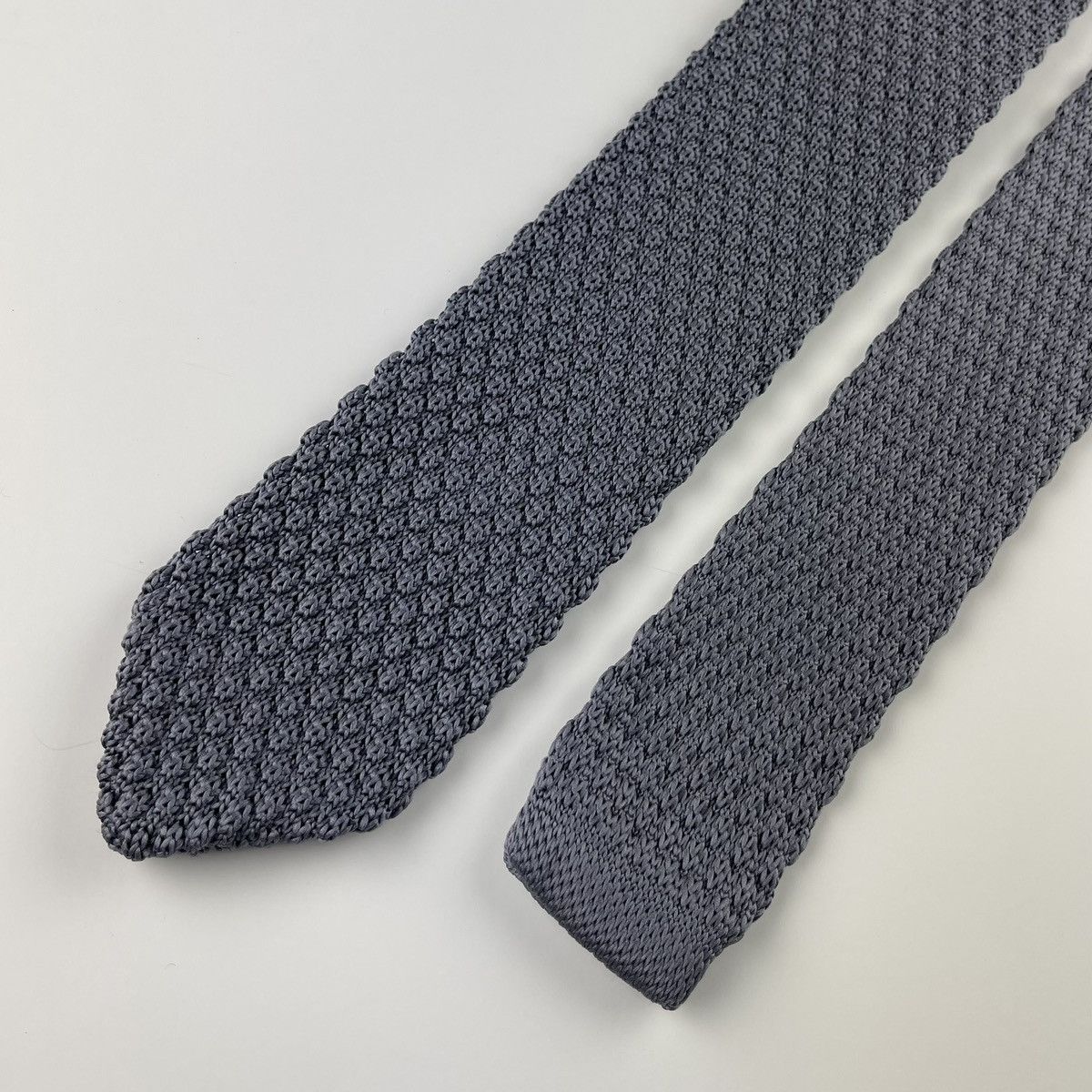 Other Men’s Gray Knit Necktie & Lt. Blue Floral Pocket Square Set Size ONE SIZE - 4 Thumbnail