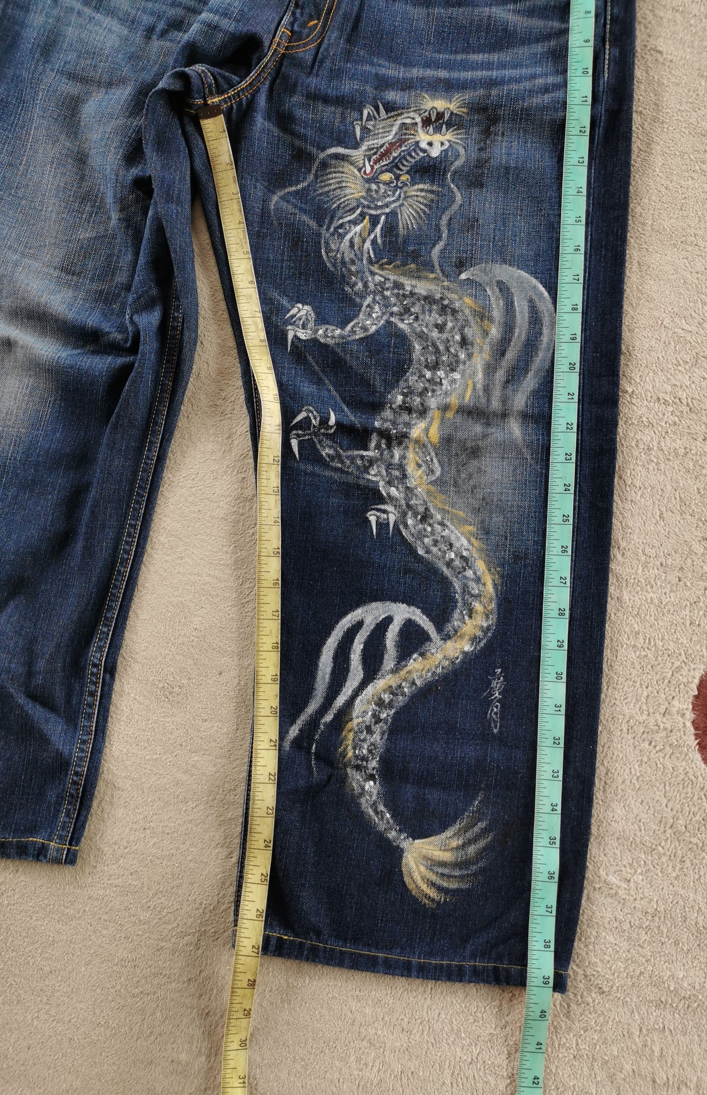 Levi's Levis Lot 709 Dragon Art Custom Hand Painting Jeans Size US 35 - 10 Thumbnail