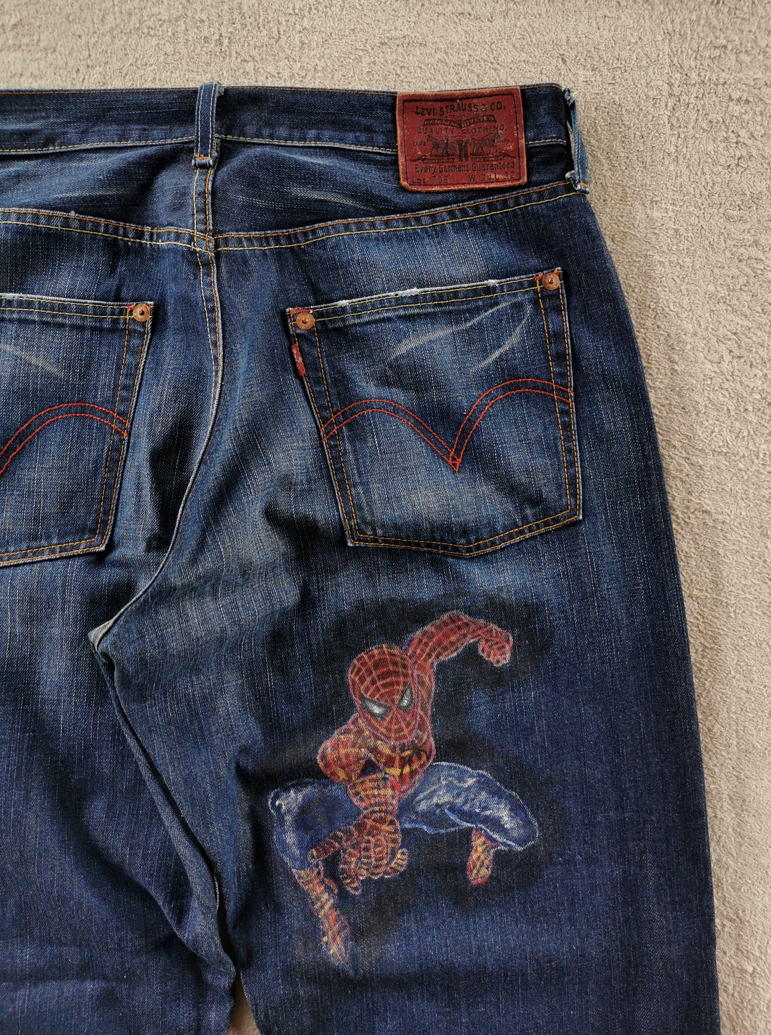 Levi's Levis Lot 709 Dragon Art Custom Hand Painting Jeans Size US 35 - 6 Thumbnail