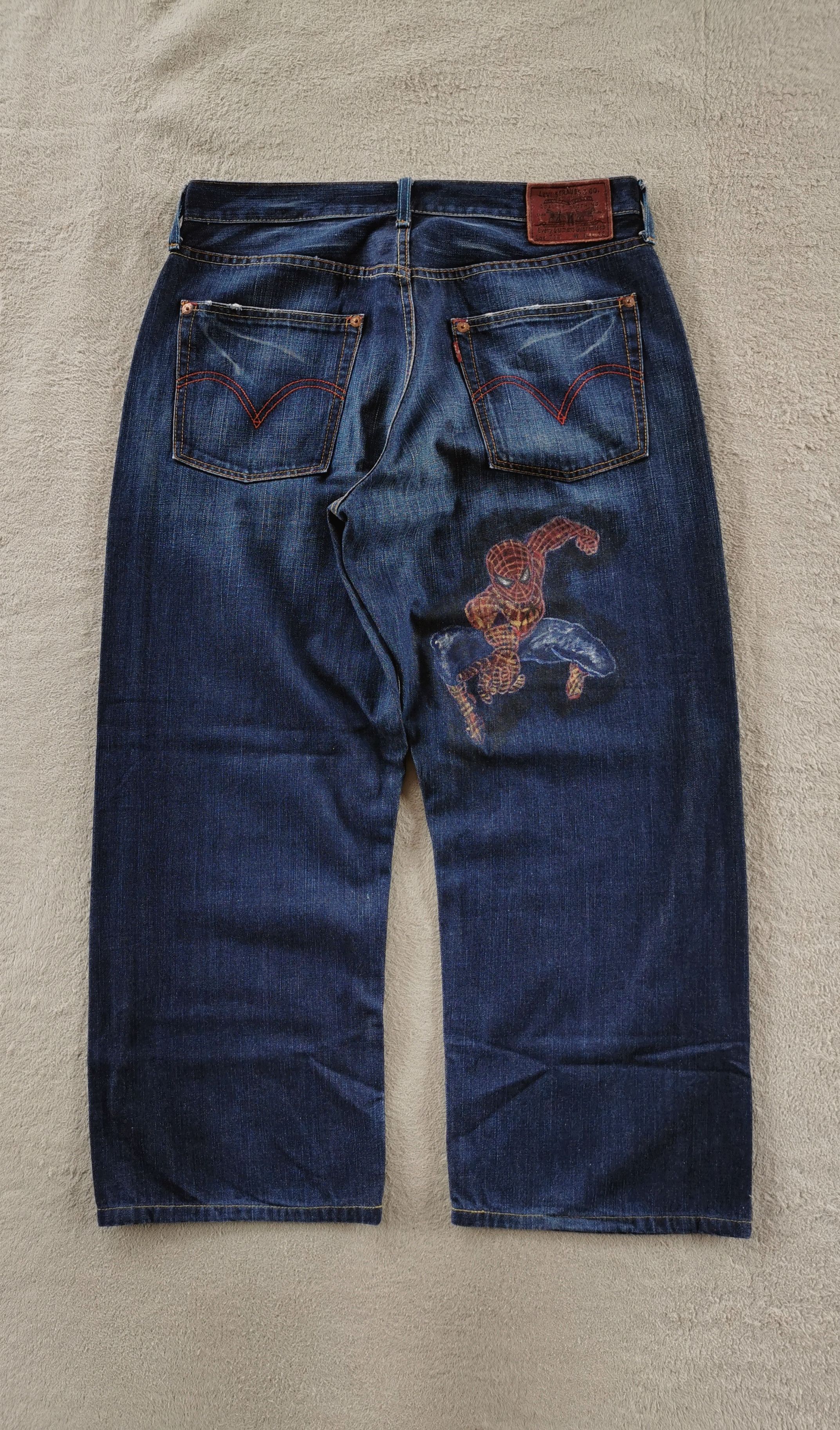 Levi's Levis Lot 709 Dragon Art Custom Hand Painting Jeans Size US 35 - 3 Thumbnail