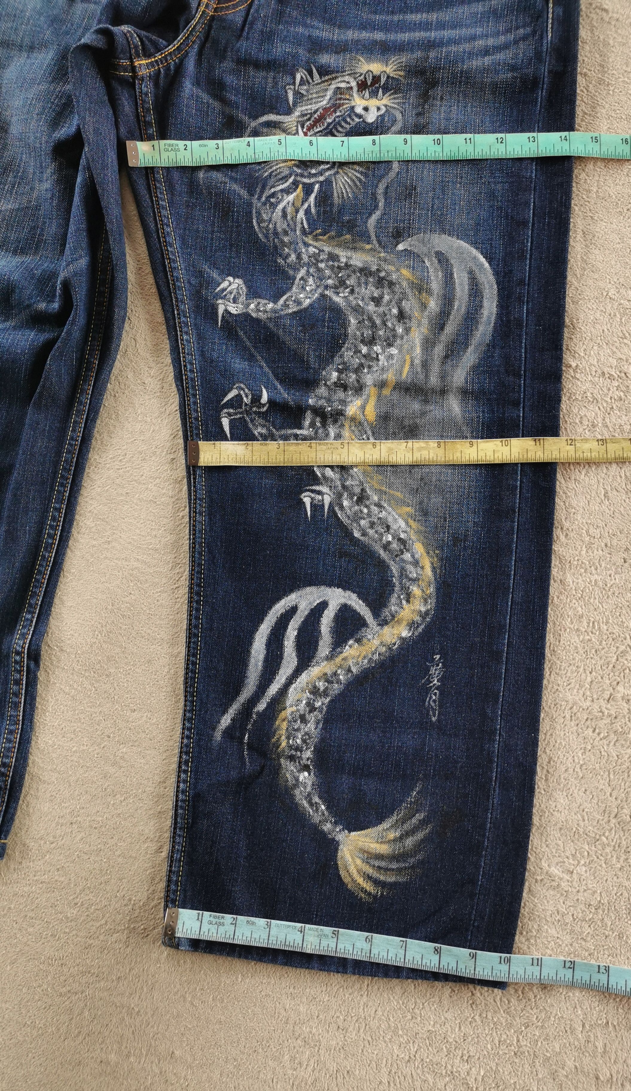 Levi's Levis Lot 709 Dragon Art Custom Hand Painting Jeans Size US 35 - 9 Thumbnail