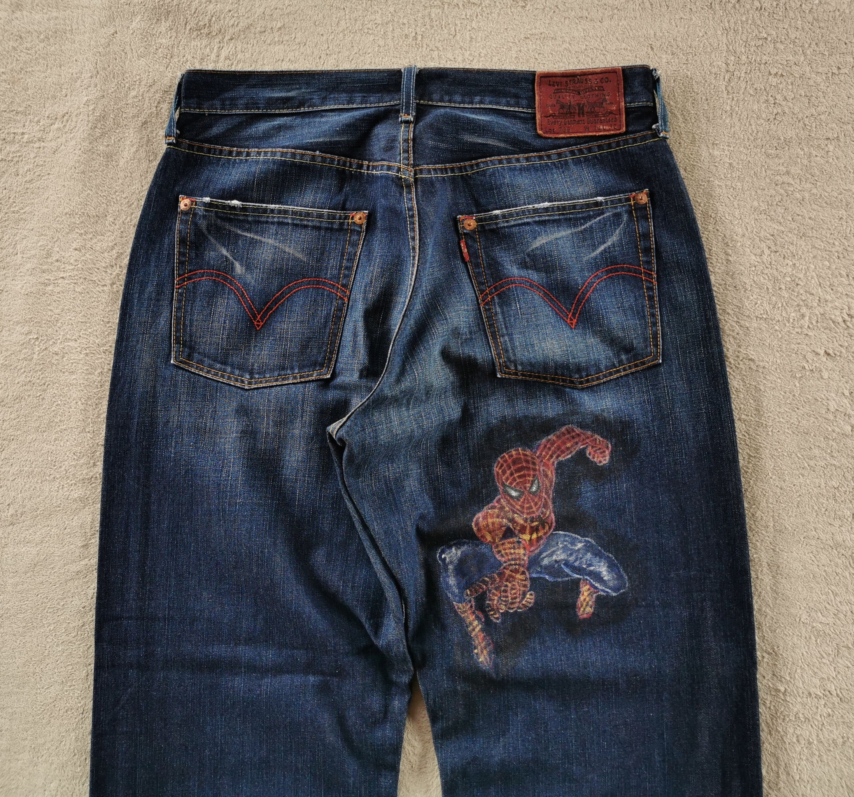 Levi's Levis Lot 709 Dragon Art Custom Hand Painting Jeans Size US 35 - 5 Thumbnail