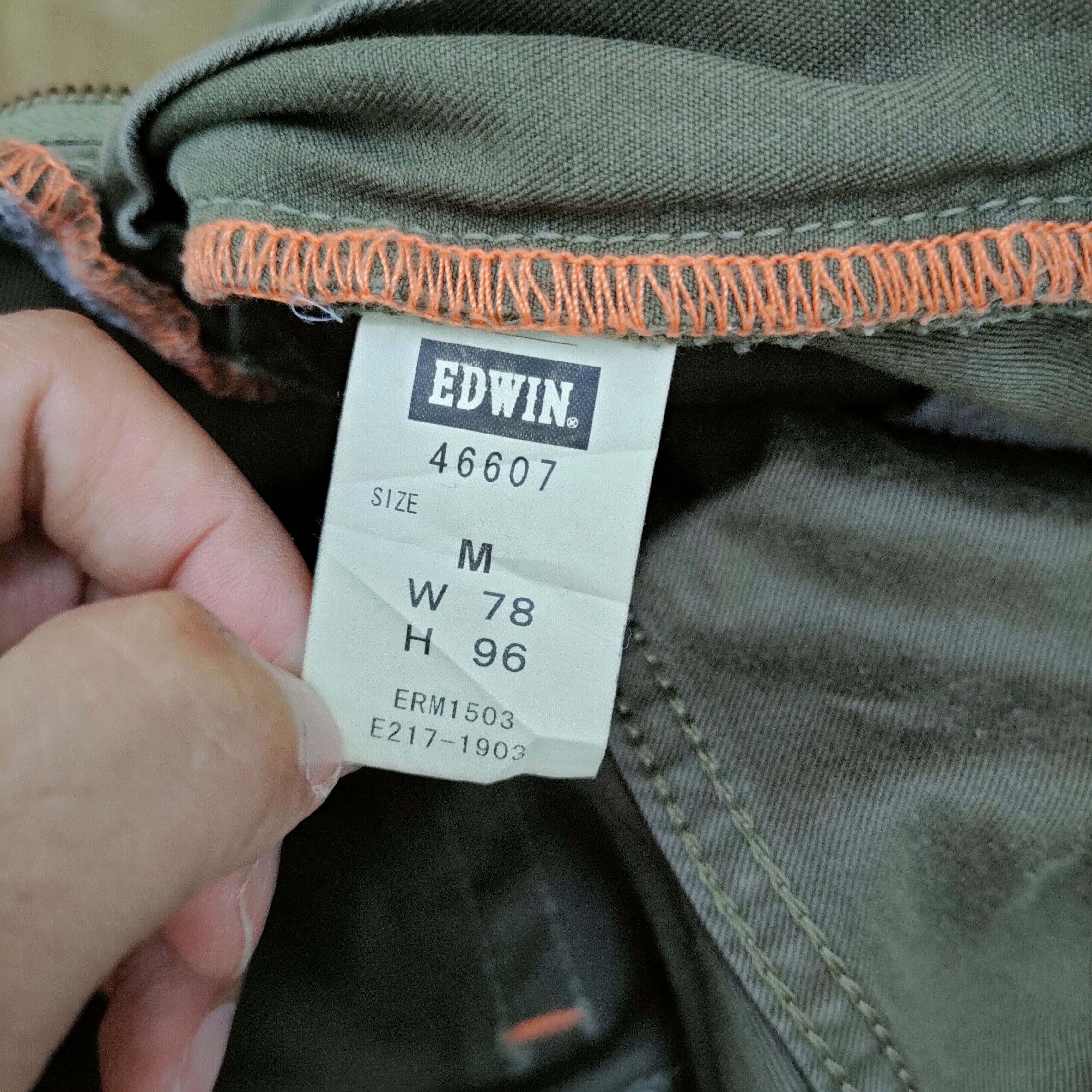 Edwin FLARE VINTAGE EDWIN FADED OLIVE GREEN CARGO PANTS Size US 31 - 8 Thumbnail