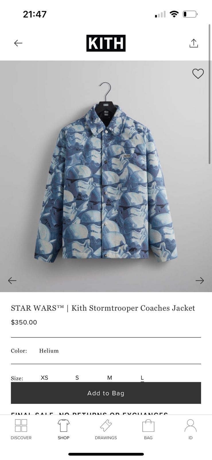 Kith KITH X STAR WARS STORMTROOPER COACHES JACKET   Grailed
