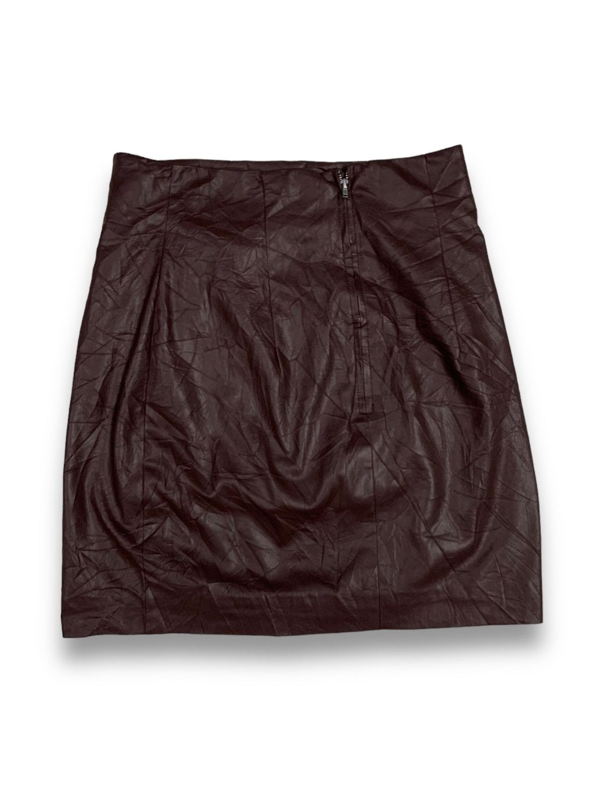 H&M H&M Burgundy PU Leather Mini Skirt Size 27" / US 4 / IT 40 - 2 Thumbnail