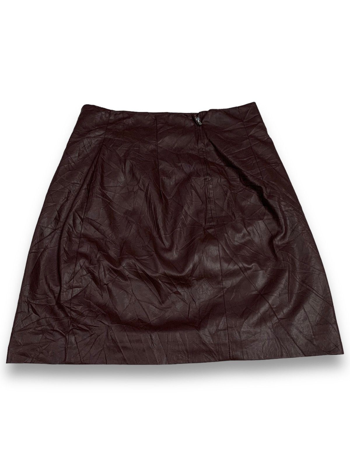 image of Archival Clothing x H&m Burgundy Pu Leather Mini Skirt, Women's (Size 27)