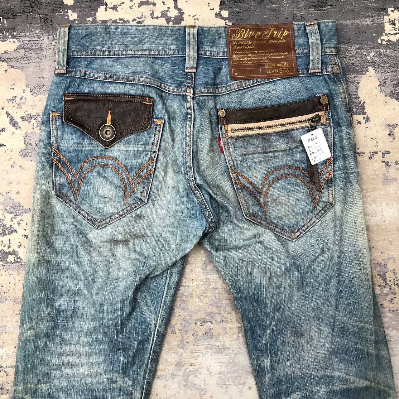 Edwin P662 BLUE TRIP EDWIN SLIMFIT STONE WASH DENIM Size US 34 / EU 50 - 4 Thumbnail