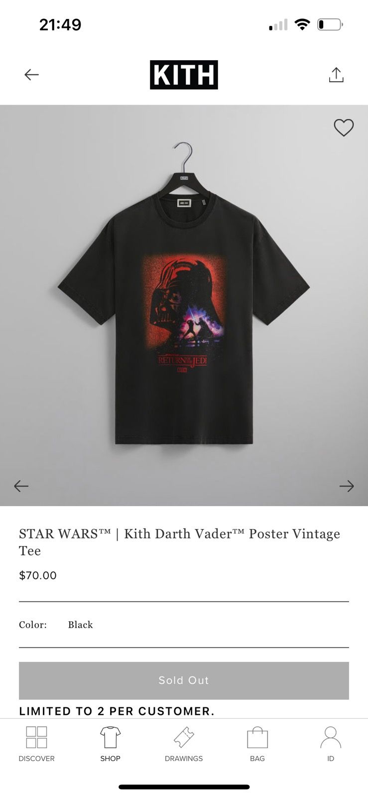 【即完売】 KITH Darth Vader Poster Tee【Sサイズ】