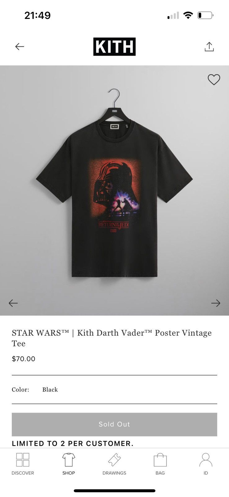 Kith KITH STAR WARS VADER POSTER VINTAGE TEE | Grailed