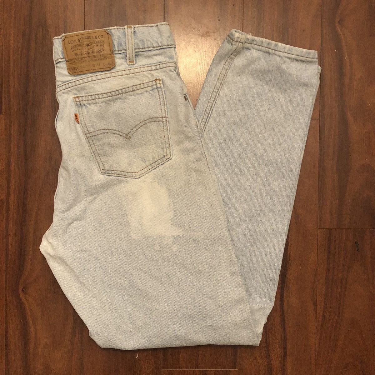 Levi's × Levi's Vintage Clothing × Vintage Vintage 80s 90s Levis 550 Orange Tab Stone Wash Denim Jeans Size US 33 - 1 Thumbnail