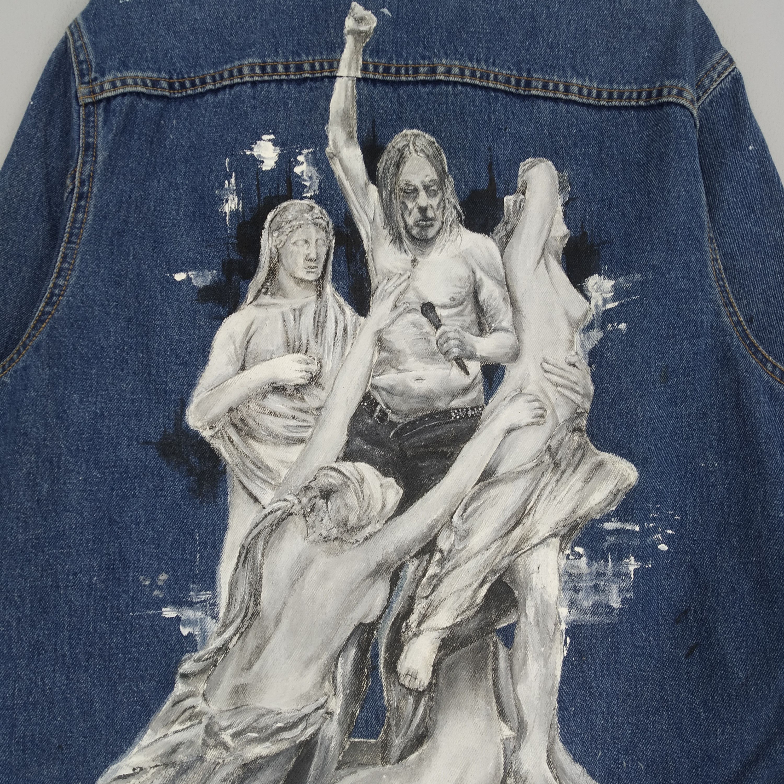 Handmade Levi's Trucker Denim Jacket Jeans Handpaint Graphics Size US M / EU 48-50 / 2 - 12 Thumbnail