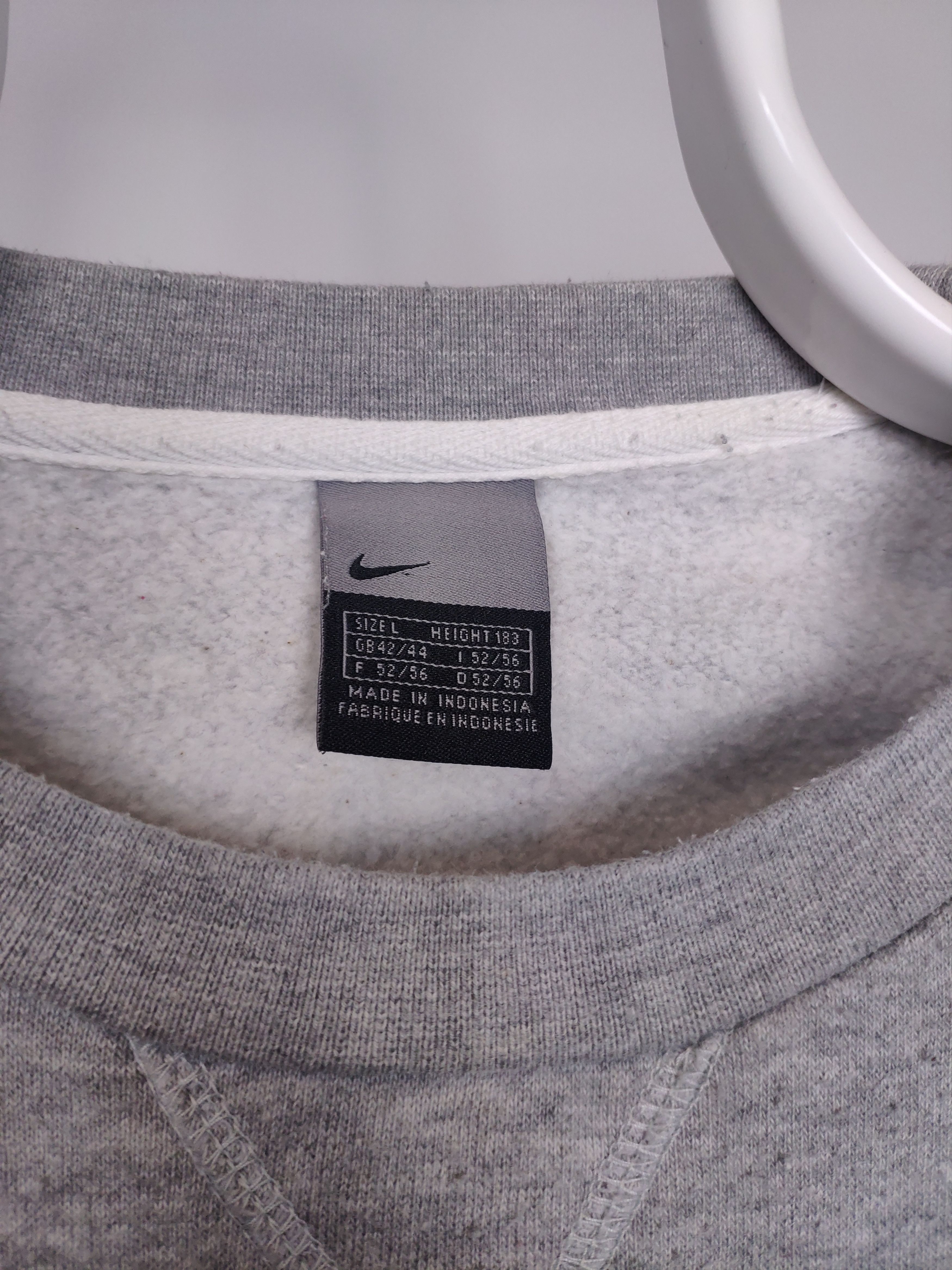 Nike × Vintage Nike vintage hoodie center swoosh spell out grey sweatshirt Size US L / EU 52-54 / 3 - 4 Thumbnail