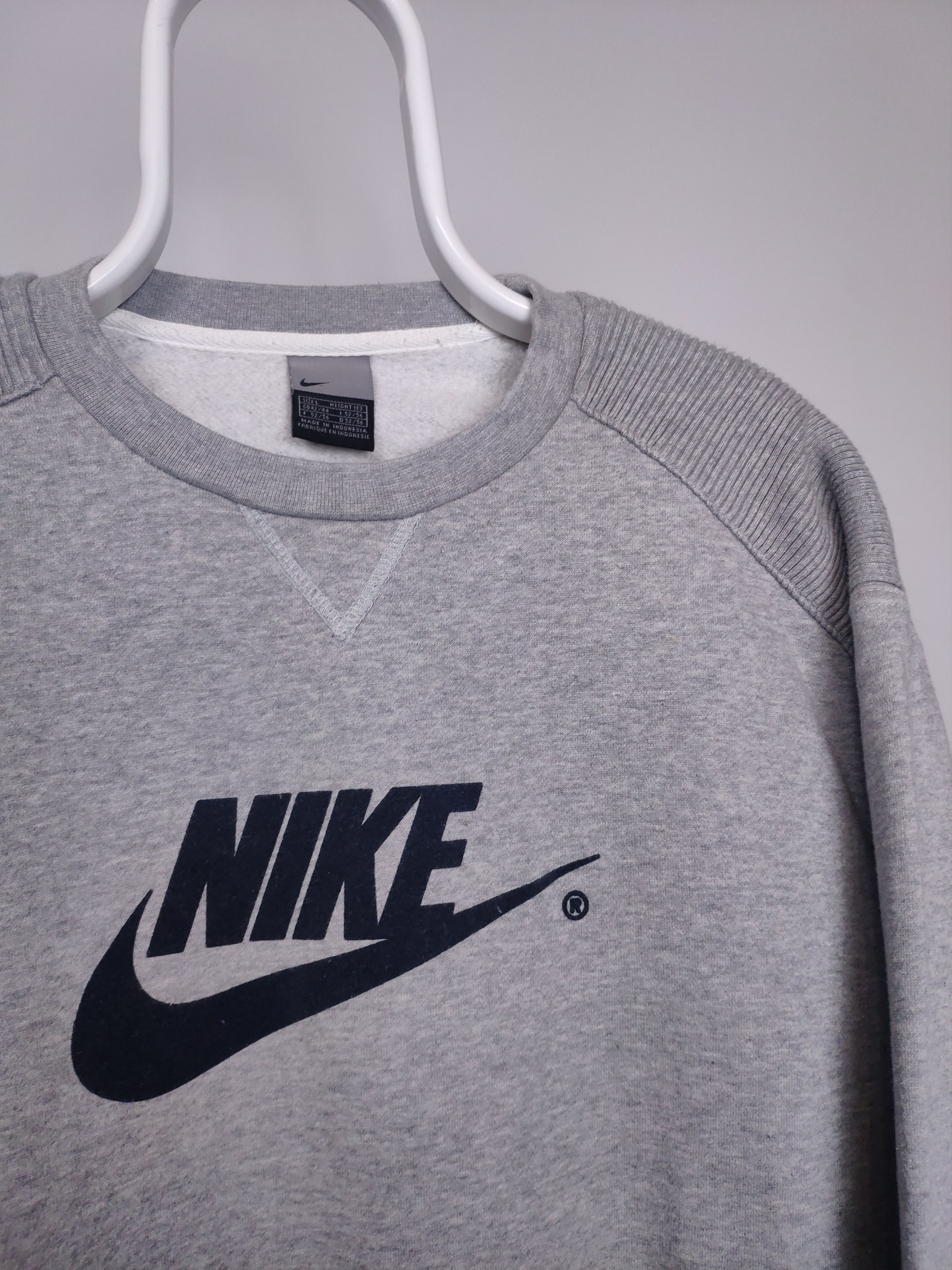 Nike × Vintage Nike vintage hoodie center swoosh spell out grey sweatshirt Size US L / EU 52-54 / 3 - 2 Thumbnail
