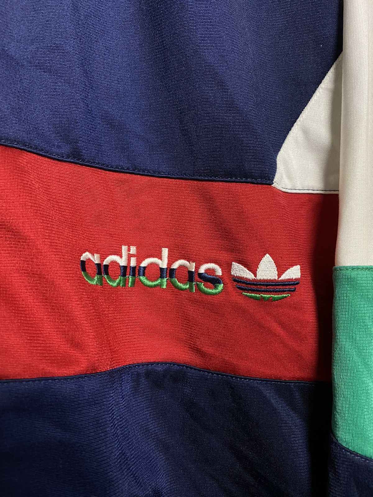 Adidas Adidas vintage zip up sweatshirt track jacket navy green Size US XL / EU 56 / 4 - 4 Thumbnail