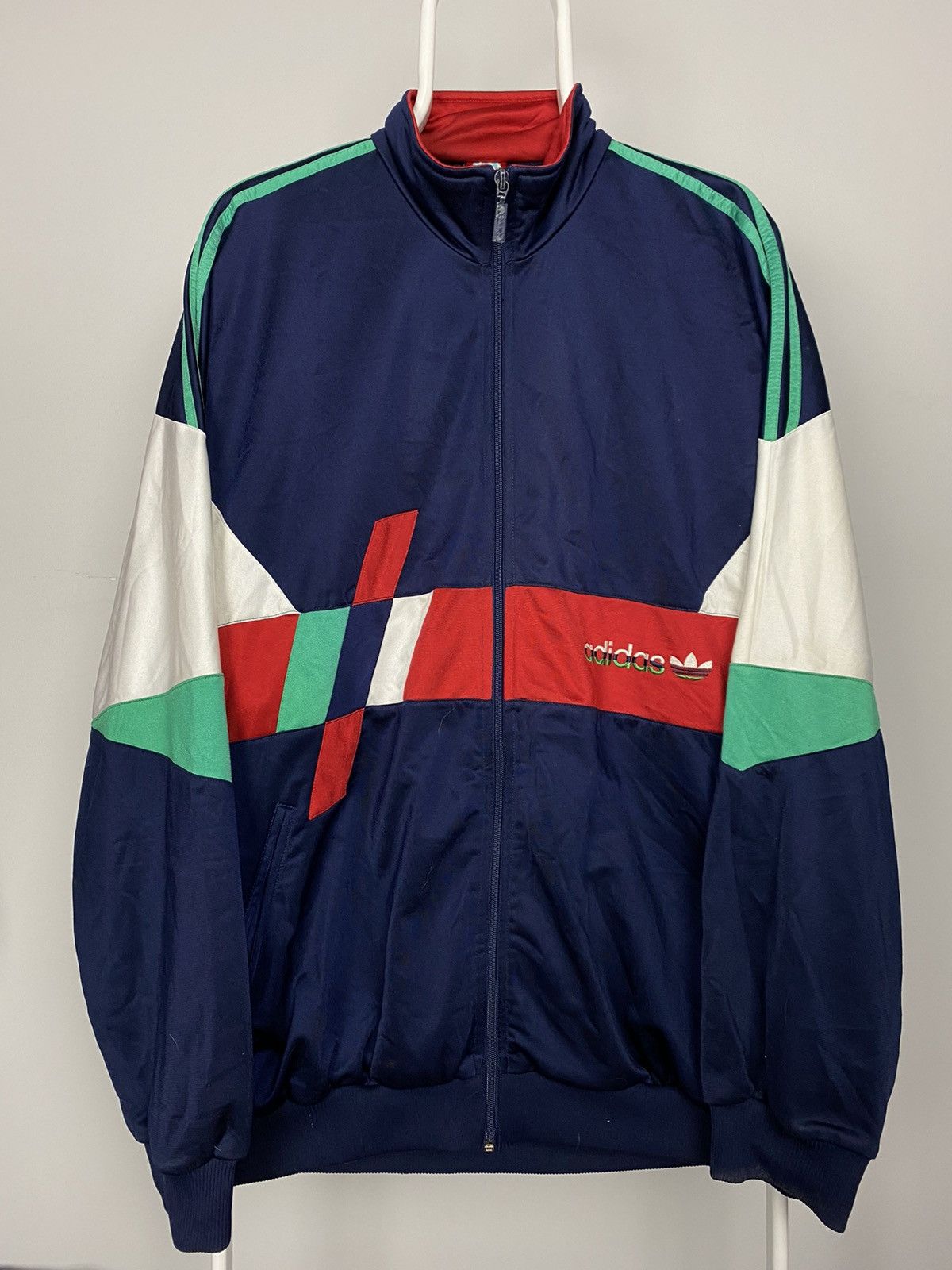 Adidas Adidas vintage zip up sweatshirt track jacket navy green Size US XL / EU 56 / 4 - 1 Thumbnail