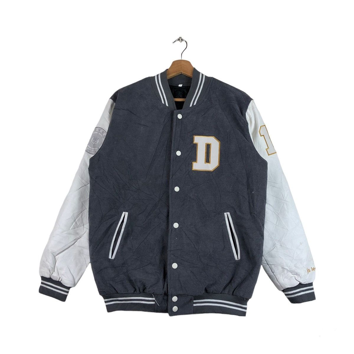 image of Collegiate x Varsity Jacket Vintage University Latterman Jacket in Black, Men's (Size Medium)