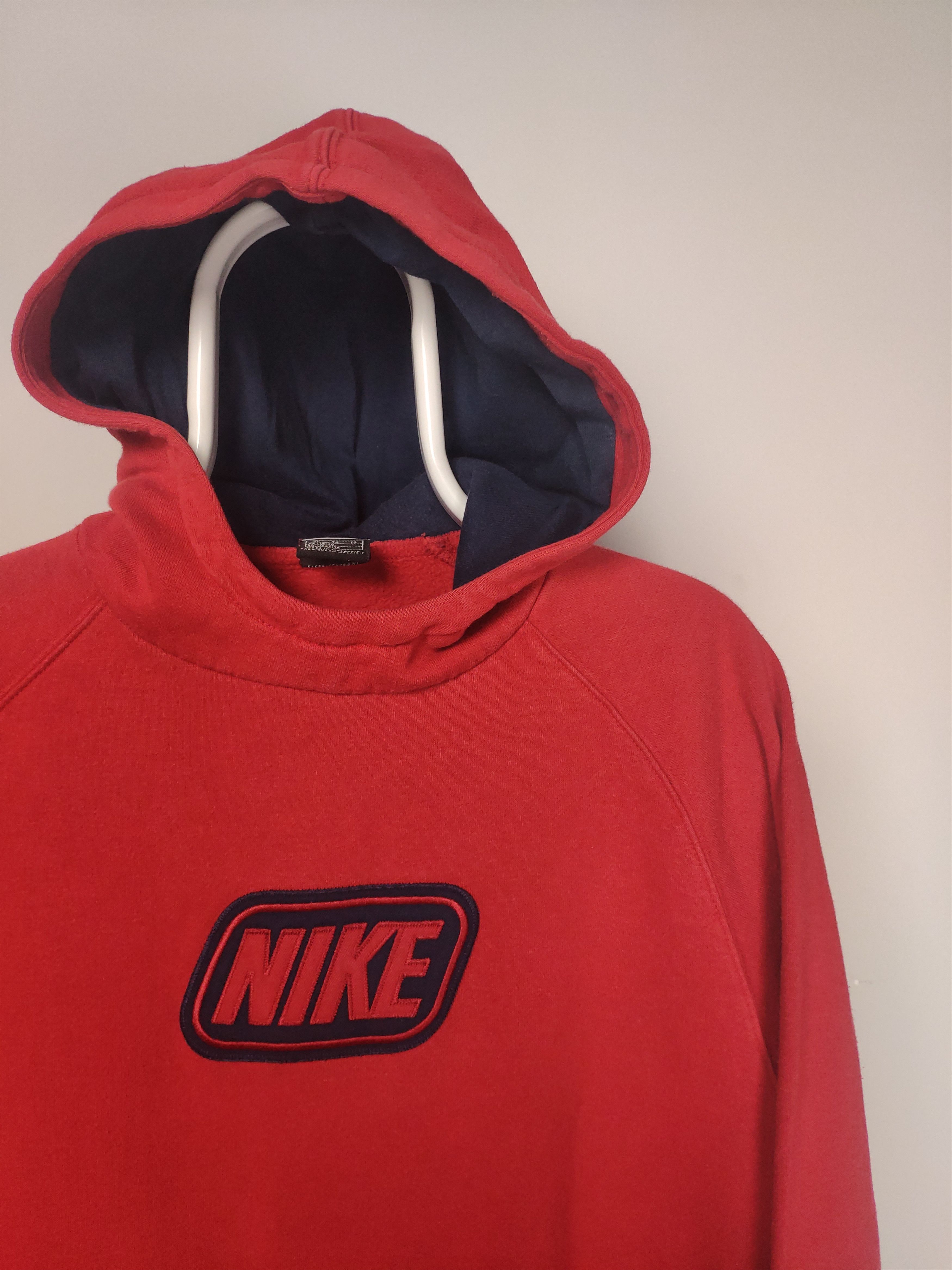 Nike × Vintage Nike vintage spellout hoodie red sweatshirt center logo Size US M / EU 48-50 / 2 - 7 Thumbnail