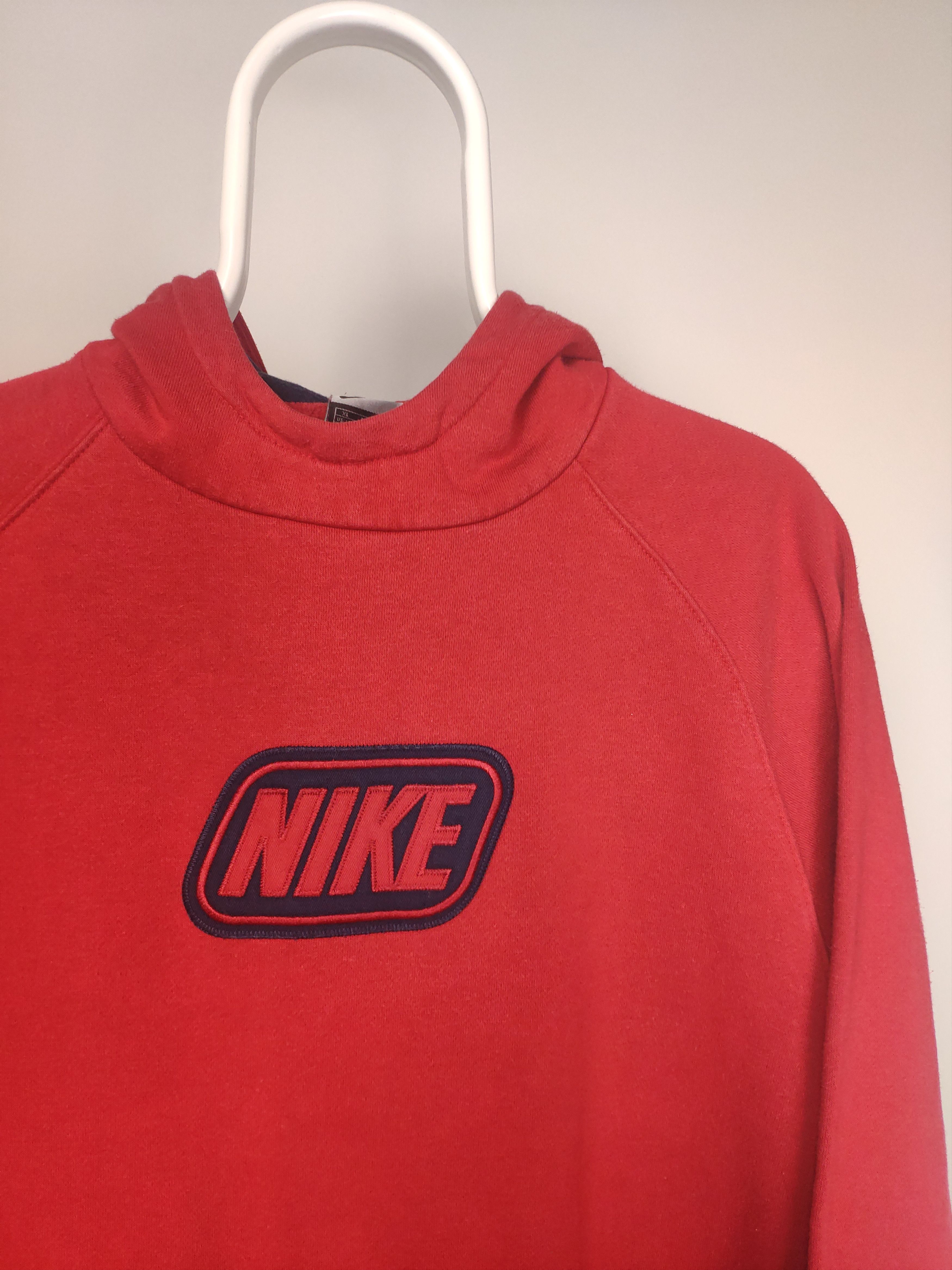 Nike × Vintage Nike vintage spellout hoodie red sweatshirt center logo Size US M / EU 48-50 / 2 - 5 Thumbnail