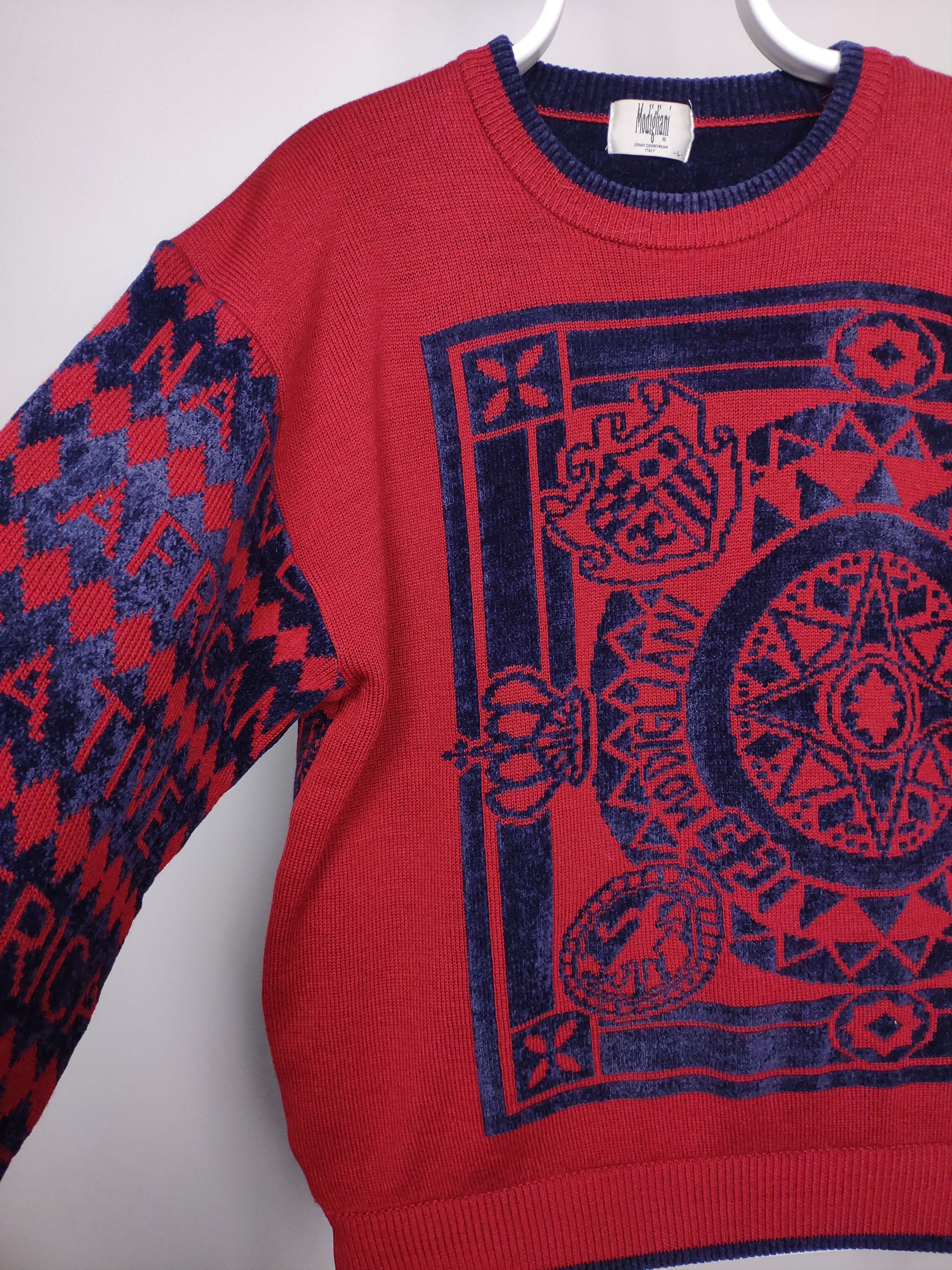 Designer Modigliani Italian Designer sweater african red Coogi style Size US L / EU 52-54 / 3 - 5 Thumbnail