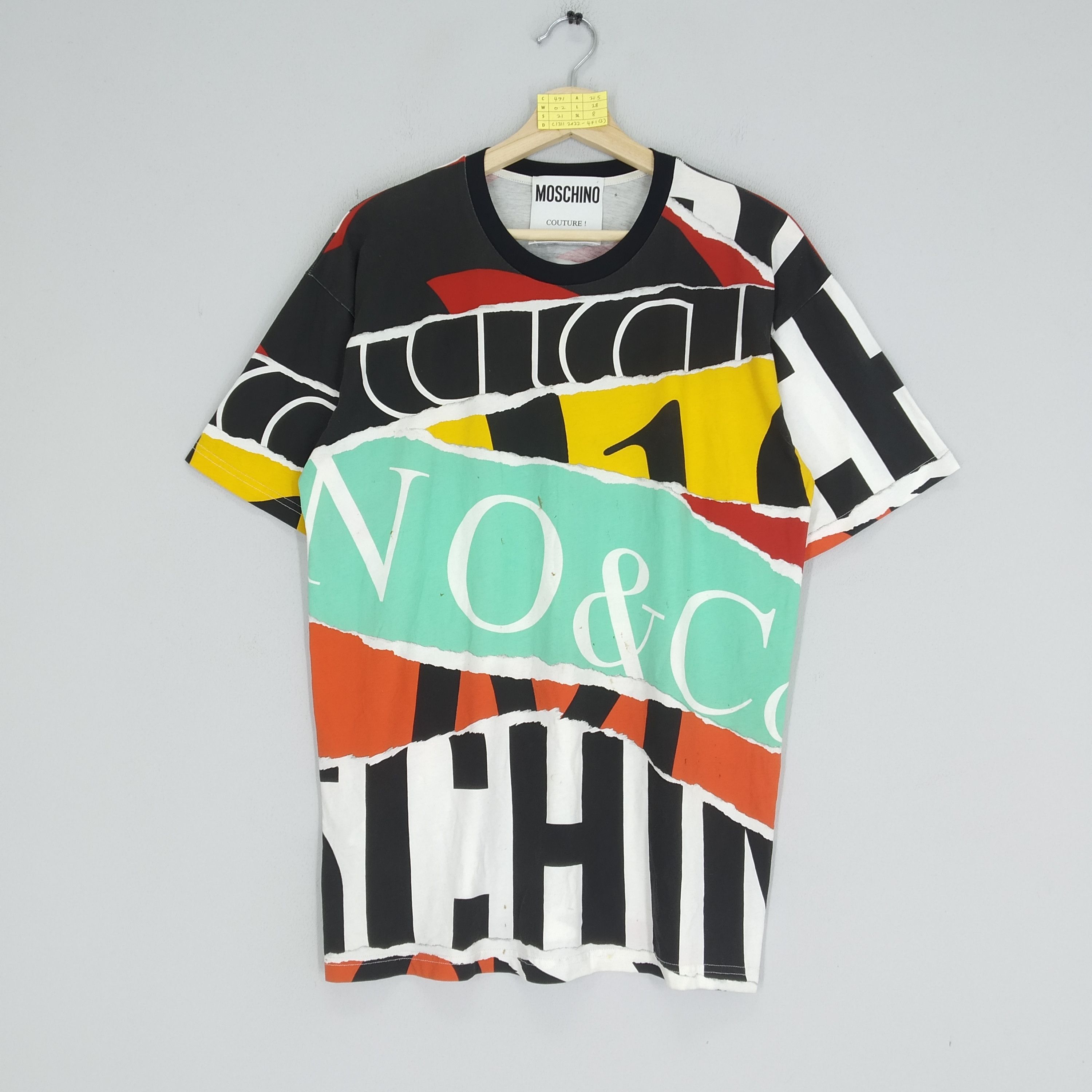 Designer × Moschino Rare!! Moschino Couture Overprinted Style Multicolor T-shirt Size US L / EU 52-54 / 3 - 1 Thumbnail