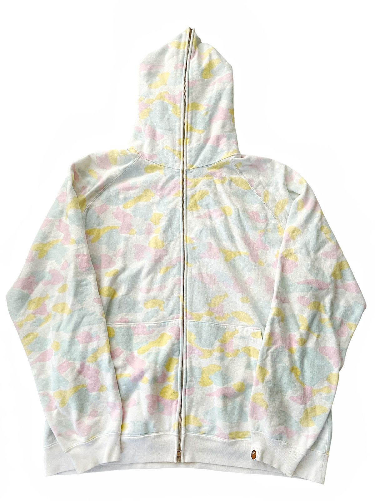 image of Bape Cotton Candy Camo Full Zip Hoodie (2006) in White, Men's (Size XL)