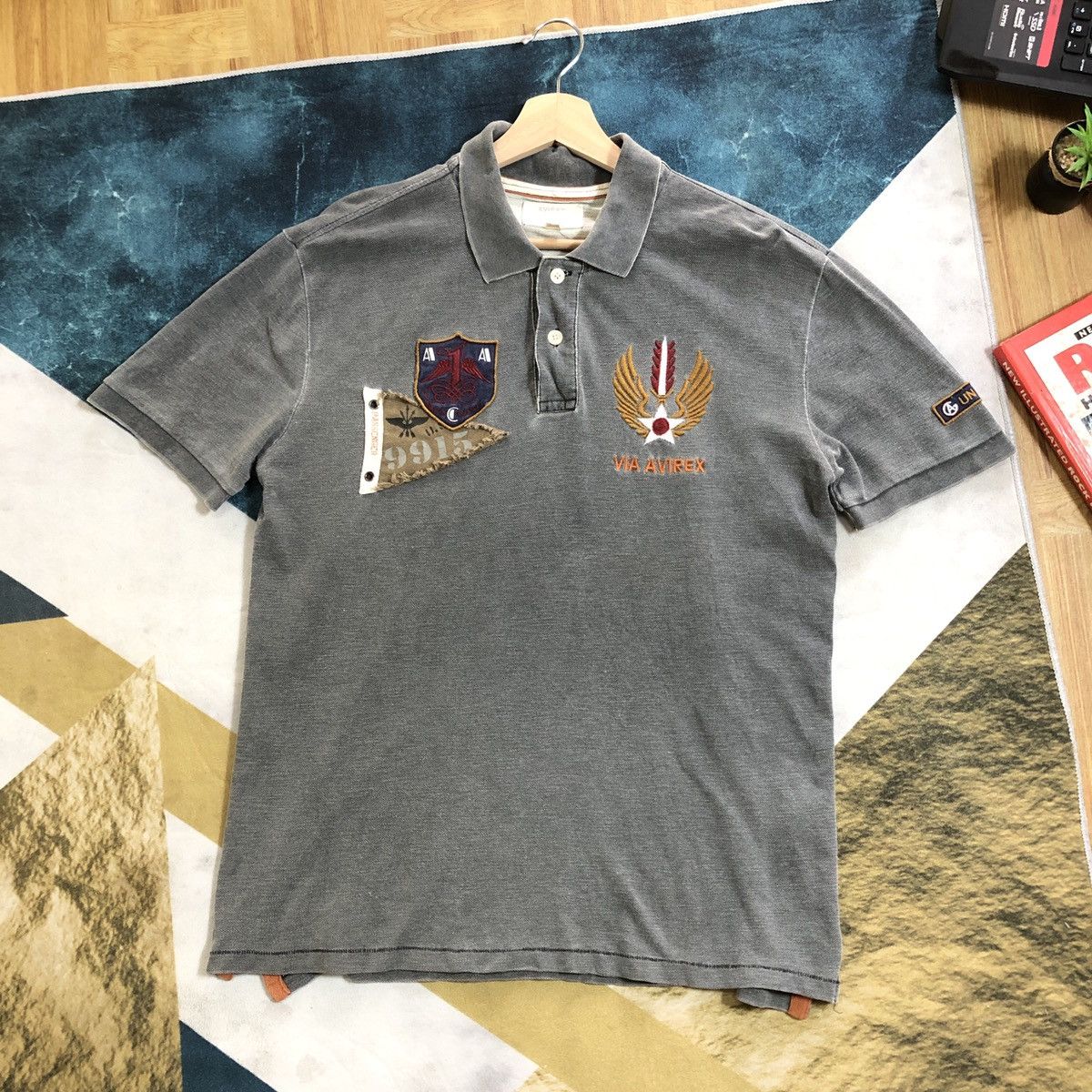 Avirex Rare! Avirex Air Force Patchwork Polo Faded Design Tshirt Size US L / EU 52-54 / 3 - 1 Thumbnail