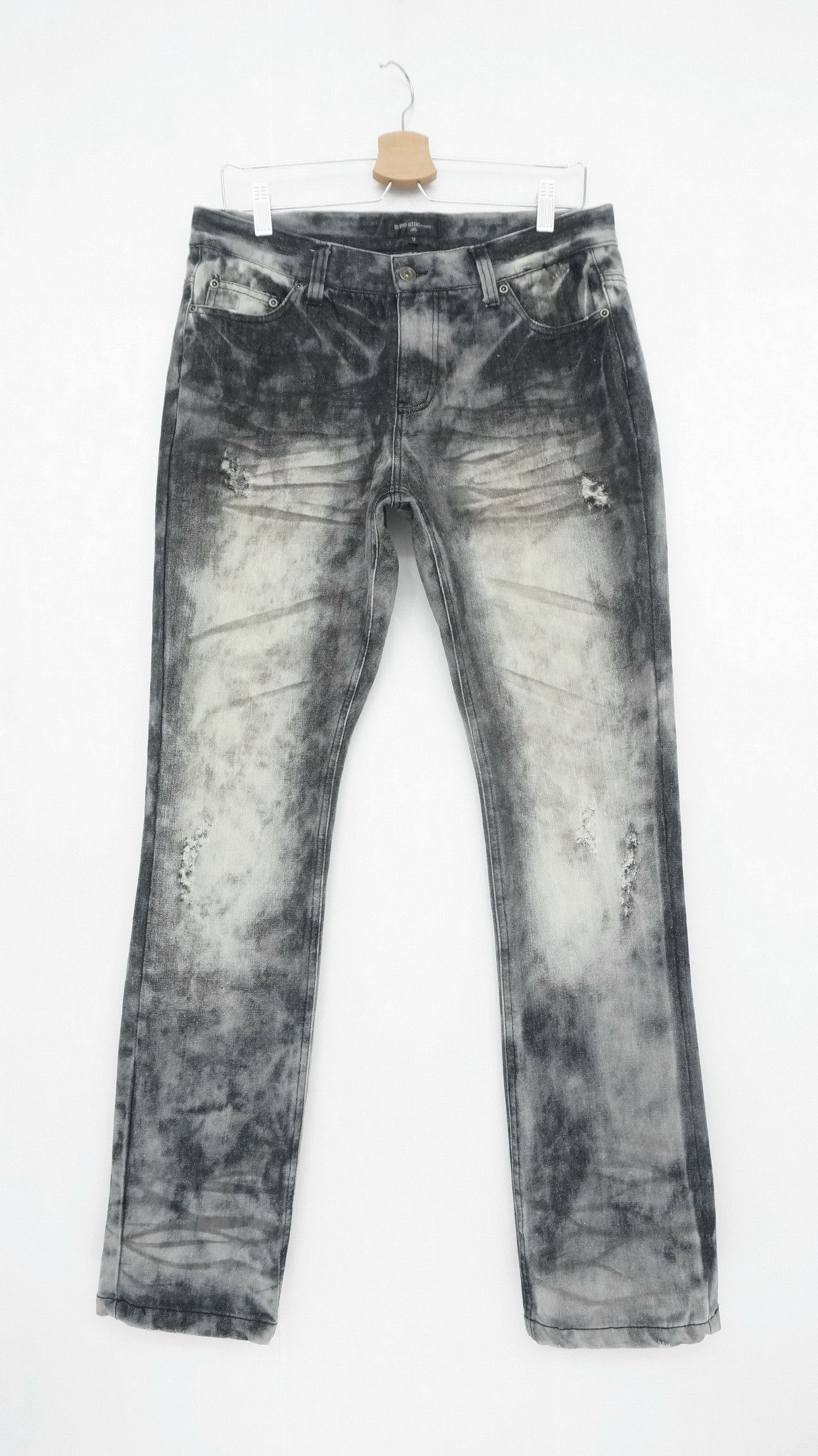 Japanese Brand Vintage IN THE ATTIC Smoke Distressed Slim Jeans - Size US 30 / EU 46 - 2 Thumbnail