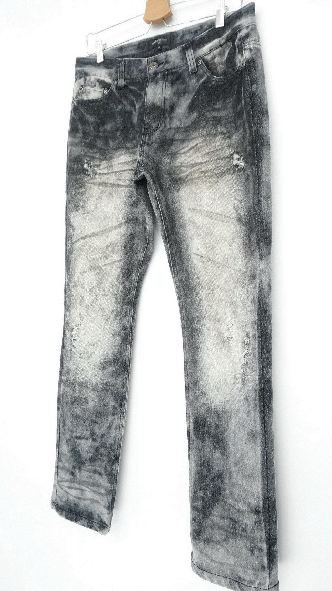 Japanese Brand Vintage IN THE ATTIC Smoke Distressed Slim Jeans - Size US 30 / EU 46 - 3 Thumbnail