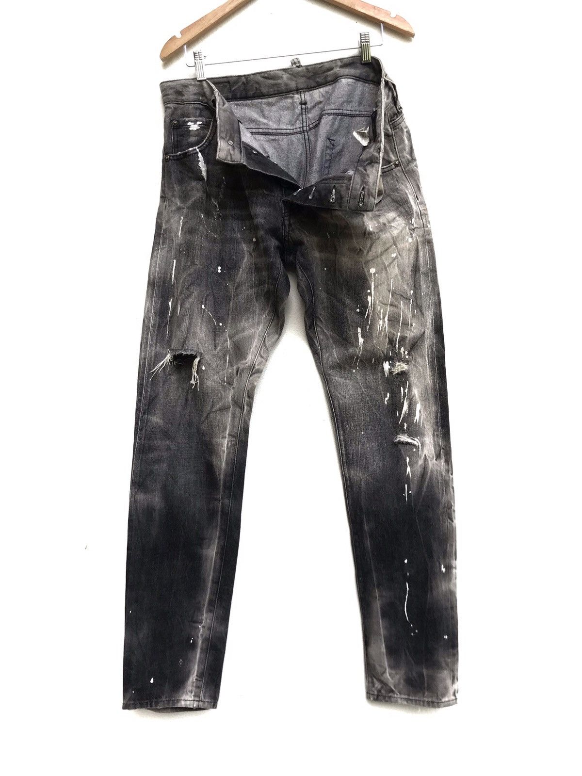 Dsquared2 Made in Italy Distressed Denim Paint Splatter Selvedge Size US 37 - 21 Thumbnail