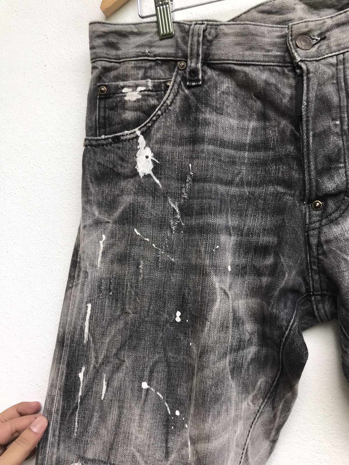 Dsquared2 Made in Italy Distressed Denim Paint Splatter Selvedge Size US 37 - 8 Thumbnail