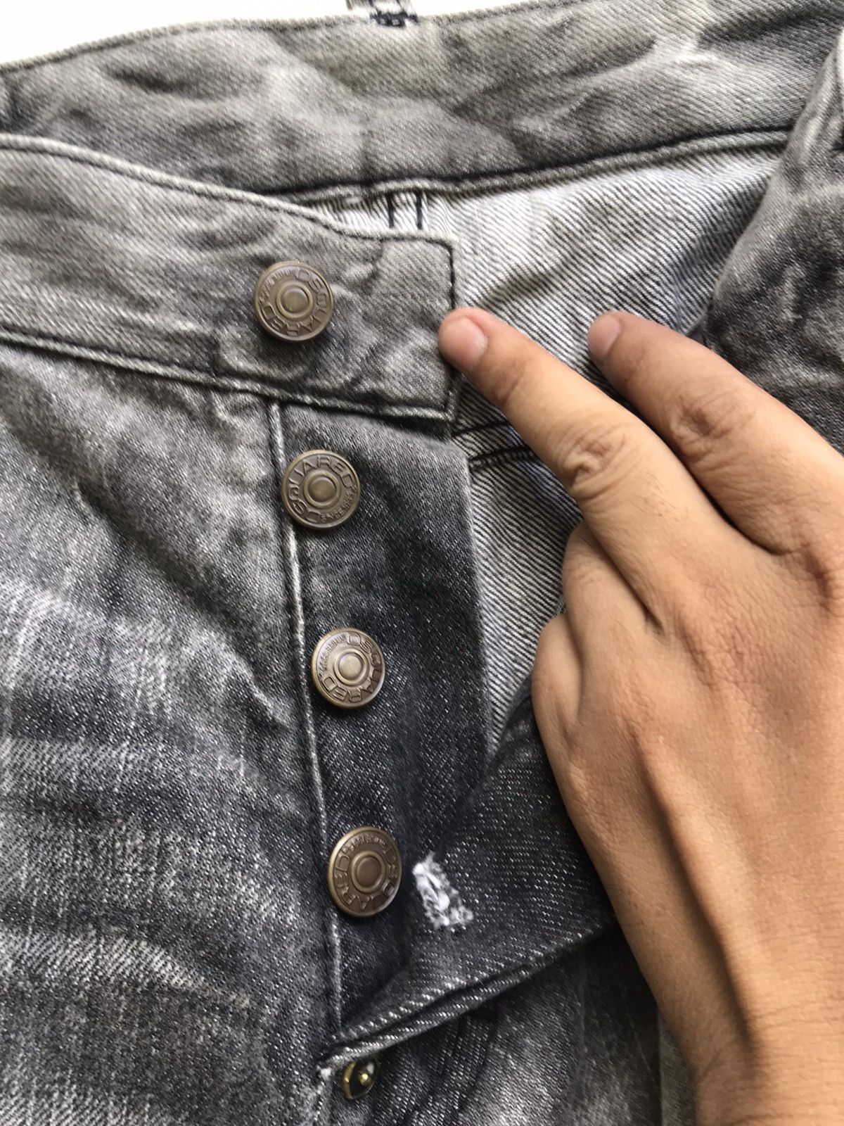 Dsquared2 Made in Italy Distressed Denim Paint Splatter Selvedge Size US 37 - 20 Thumbnail