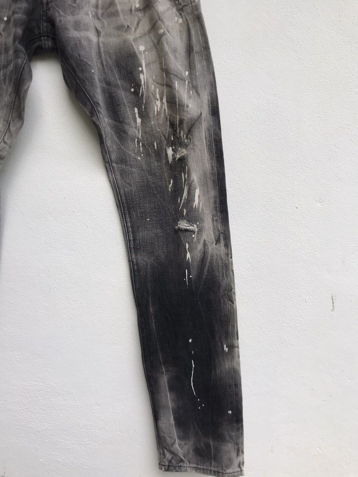 Dsquared2 Made in Italy Distressed Denim Paint Splatter Selvedge Size US 37 - 4 Thumbnail