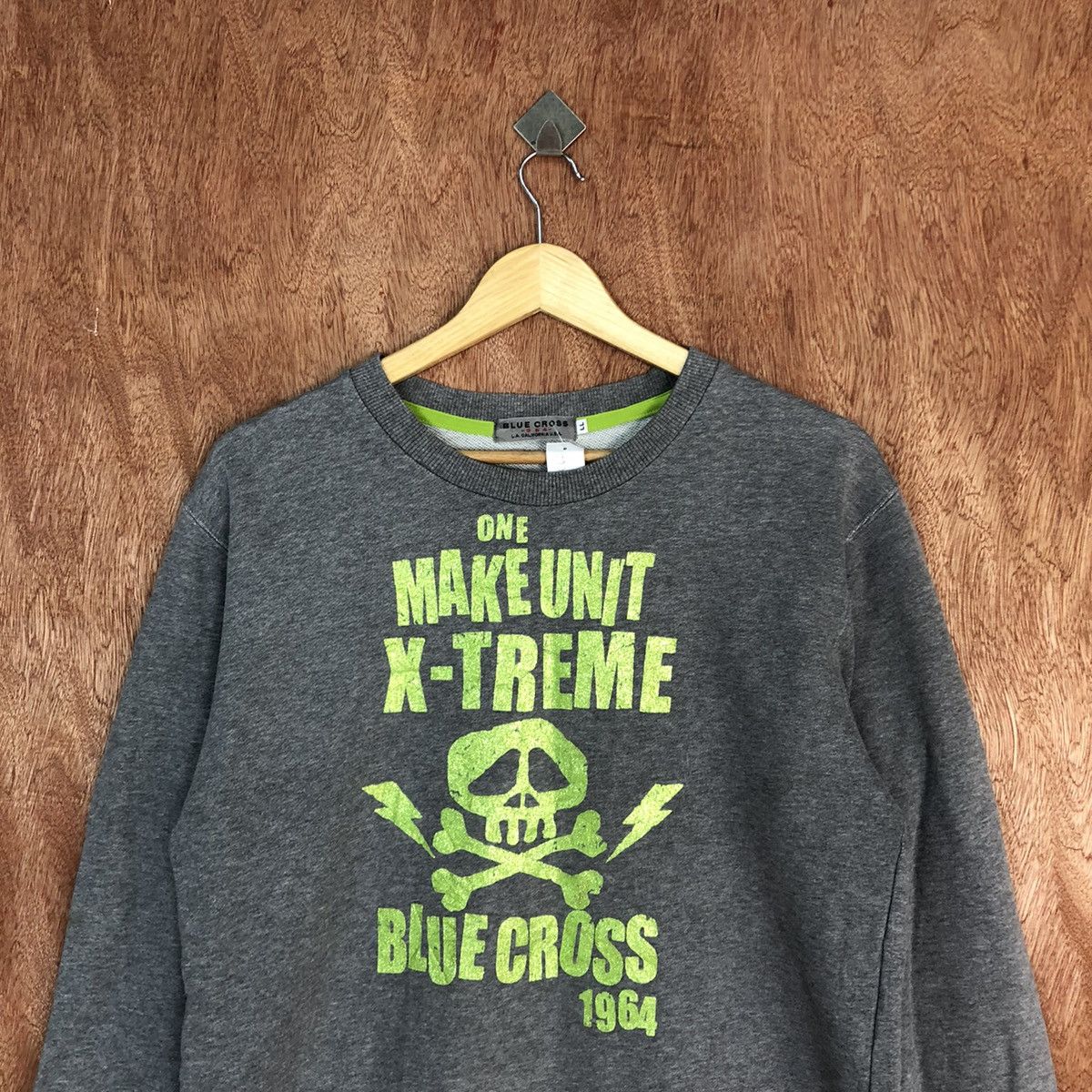 Japanese Brand DLL Blue Cross Extreme Grey skull Sweatshirt #2062 Size M / US 6-8 / IT 42-44 - 9 Thumbnail