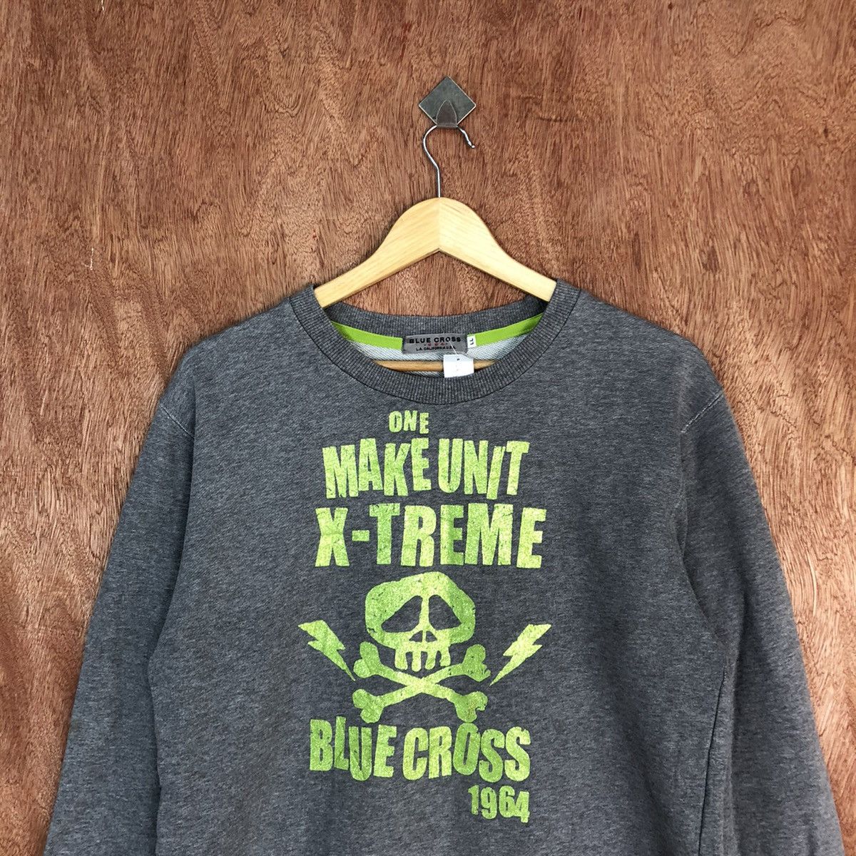 Japanese Brand DLL Blue Cross Extreme Grey skull Sweatshirt #2062 Size M / US 6-8 / IT 42-44 - 2 Thumbnail
