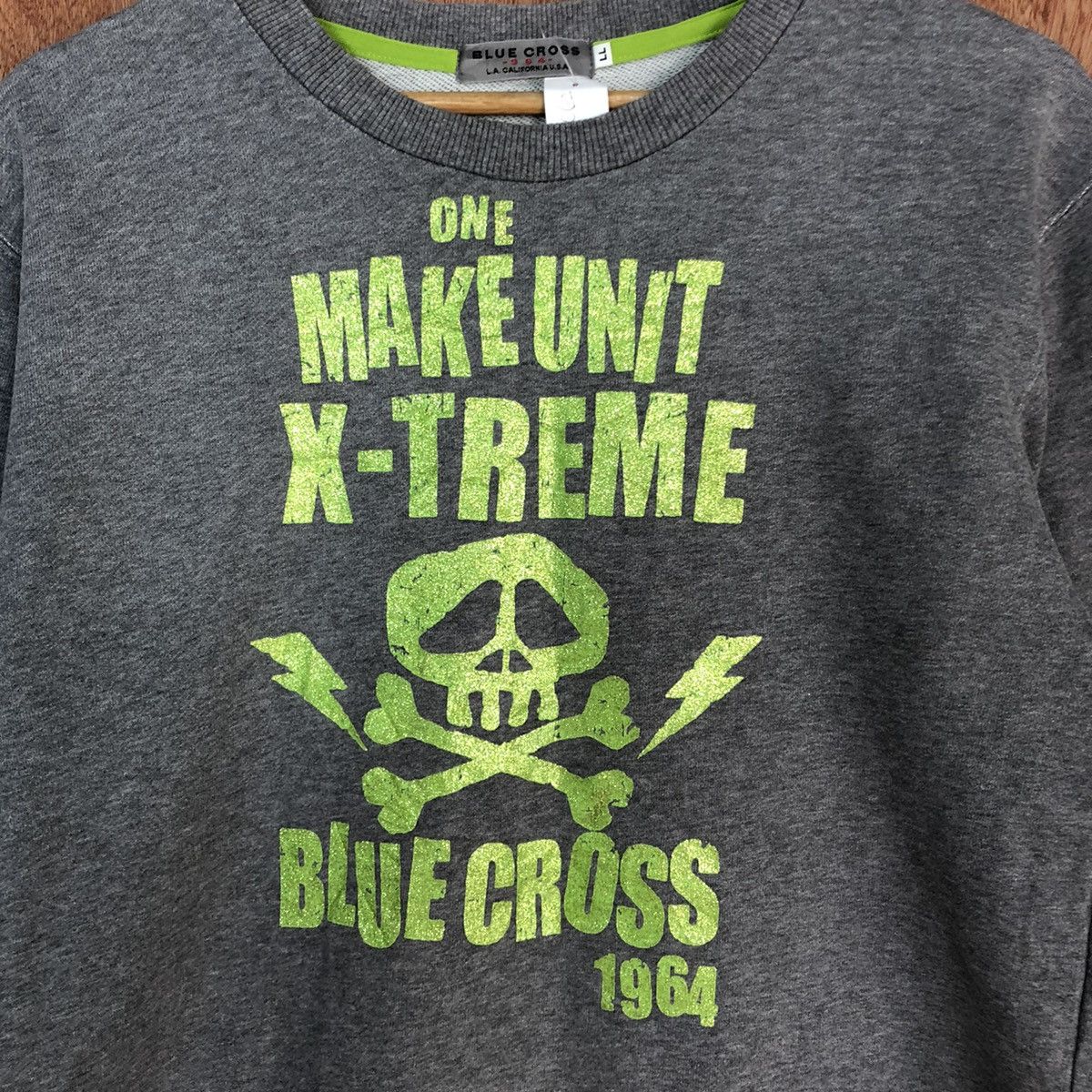 Japanese Brand DLL Blue Cross Extreme Grey skull Sweatshirt #2062 Size M / US 6-8 / IT 42-44 - 10 Thumbnail